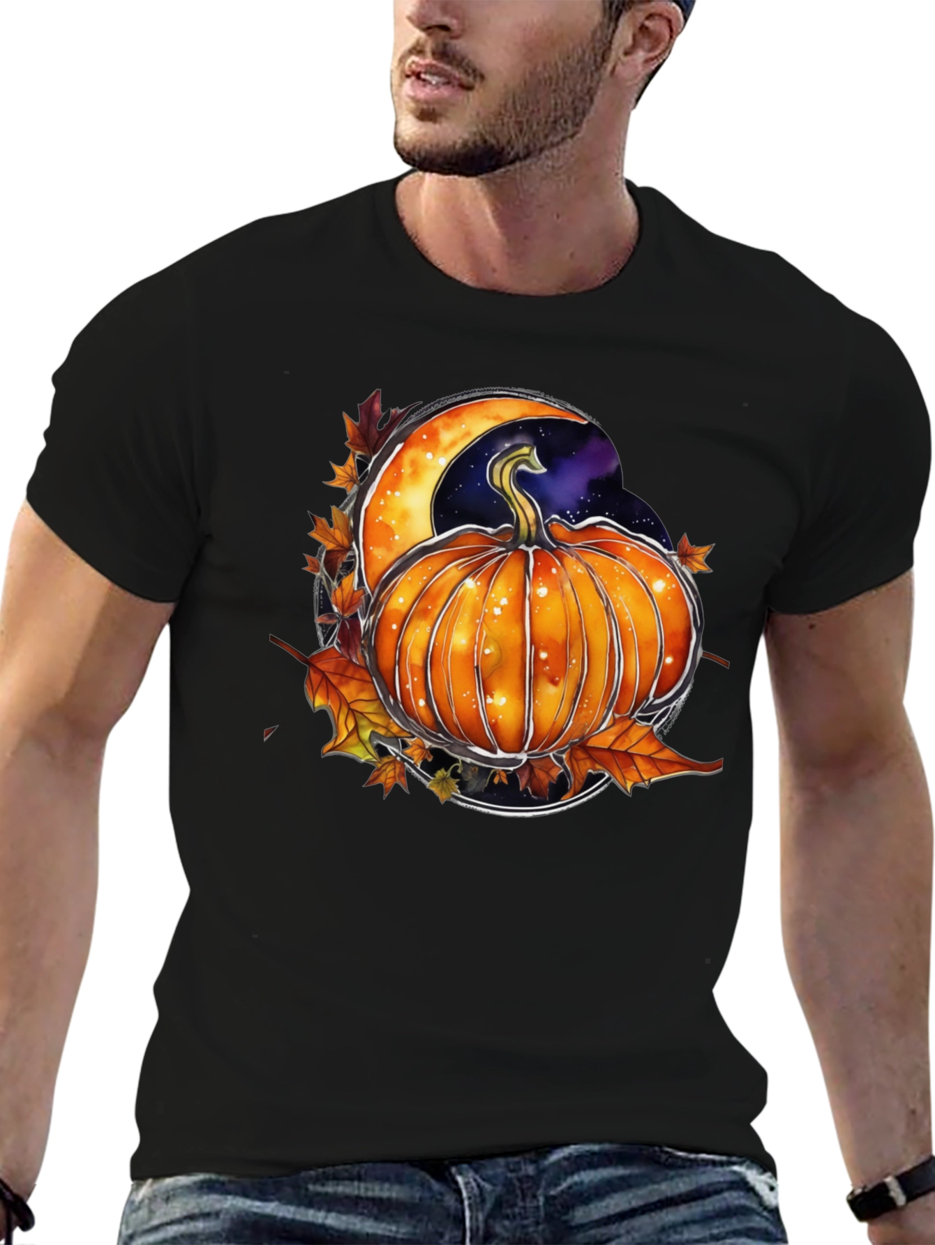 Autumn Pumpkin Moon Graphic Tee