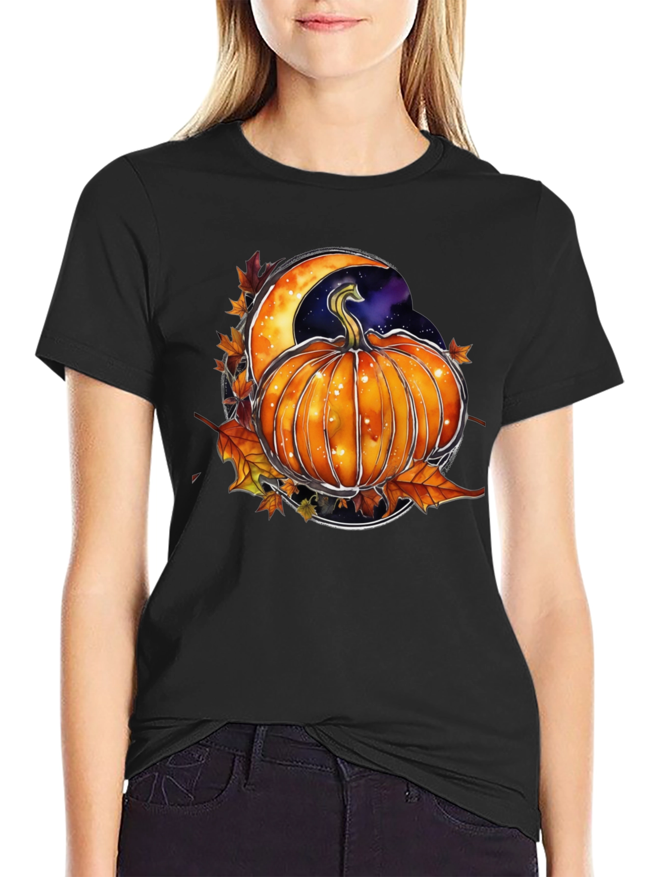 Autumn Pumpkin Moon Graphic Tee