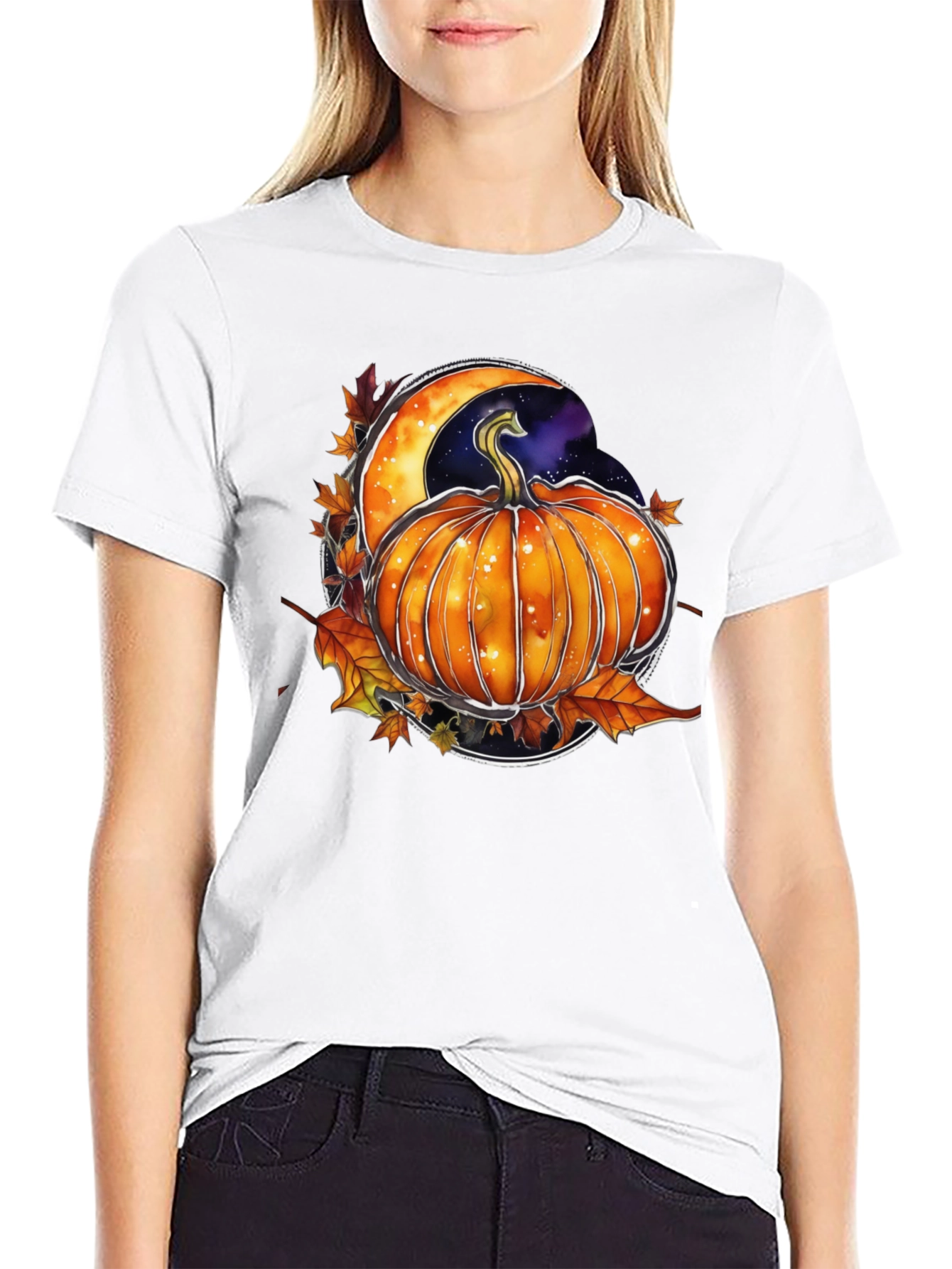 Autumn Pumpkin Moon Graphic Tee