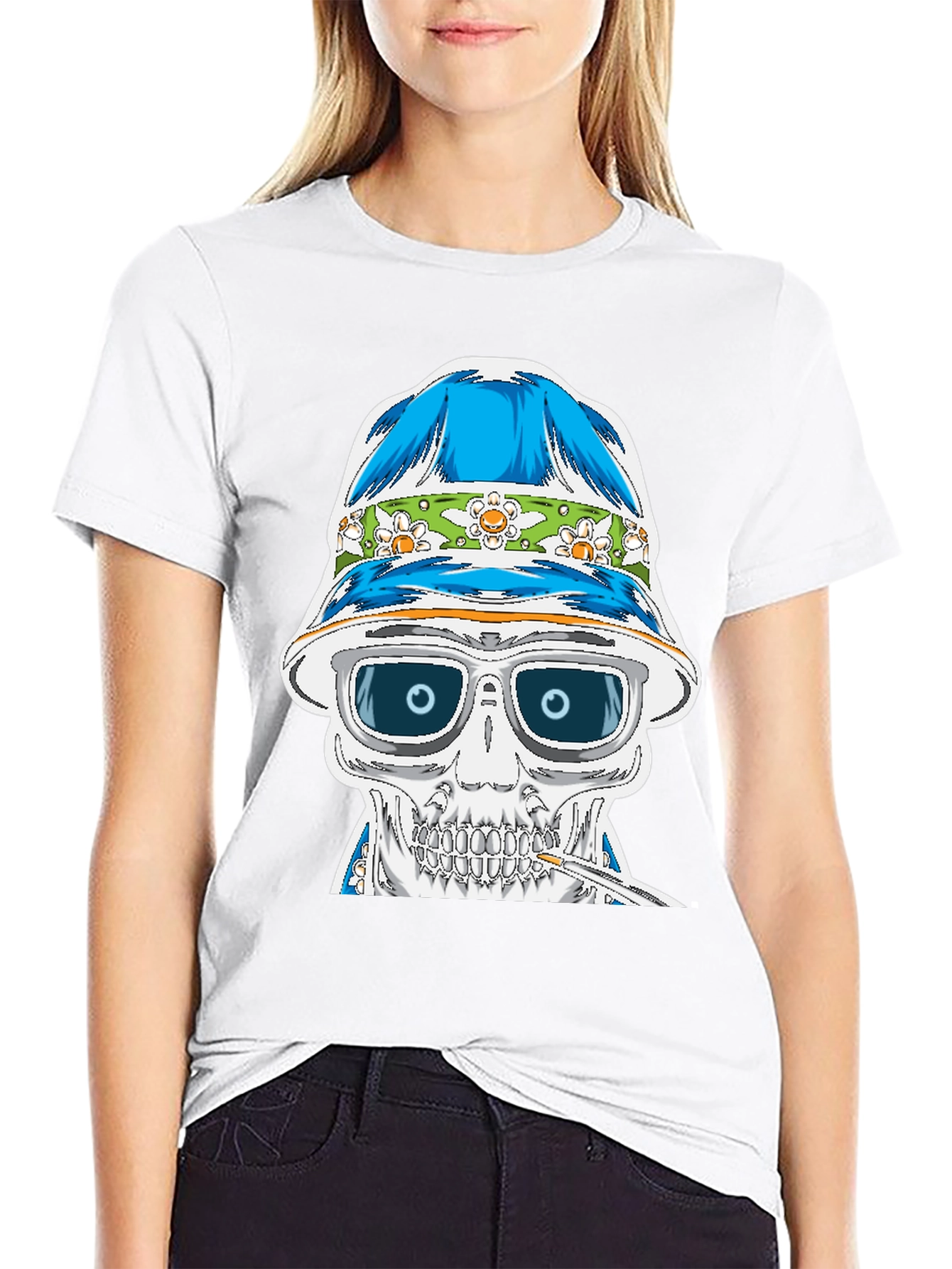 Skull in Bucket Hat Graphic Tee