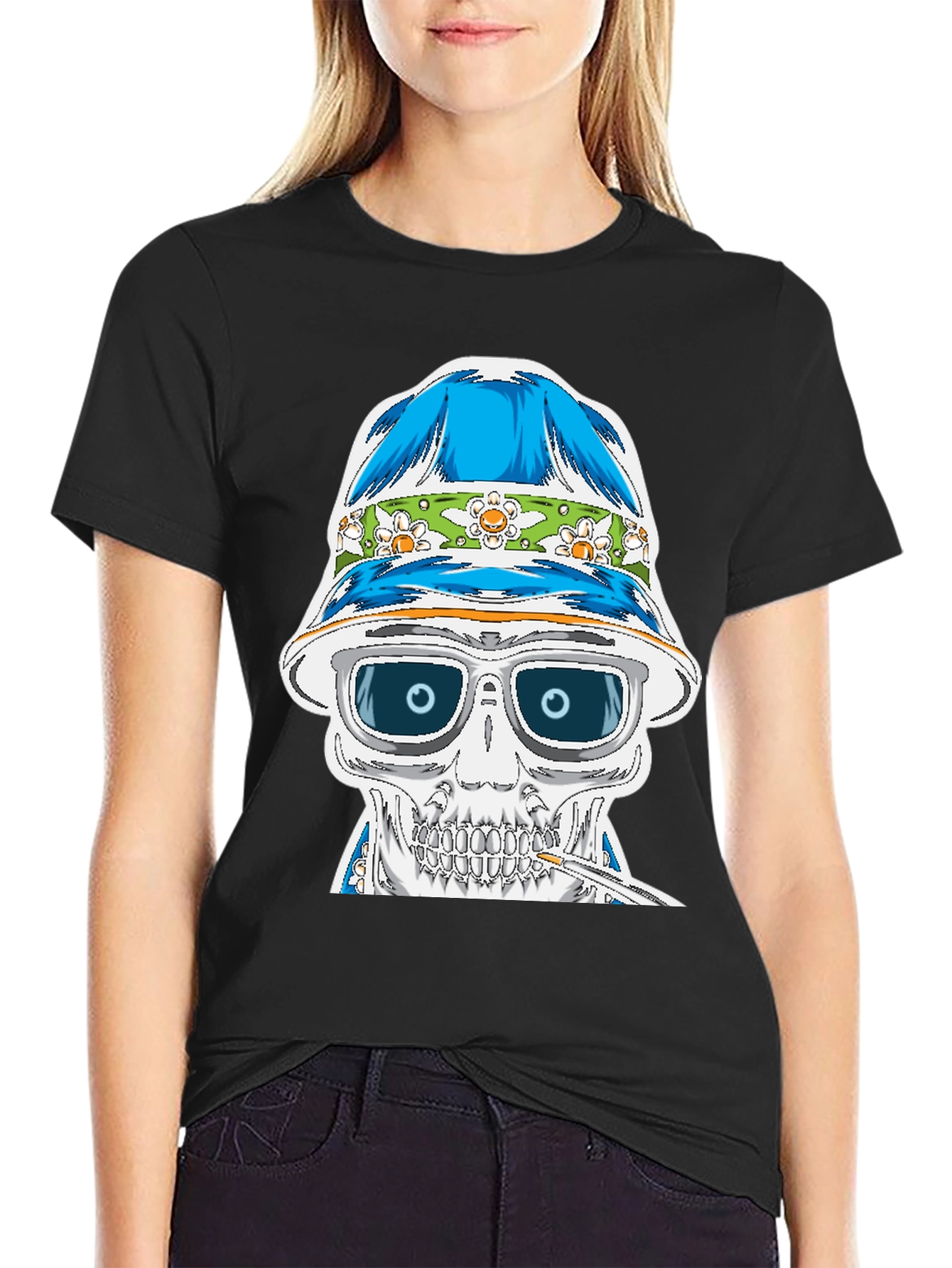 Skull in Bucket Hat Graphic Tee