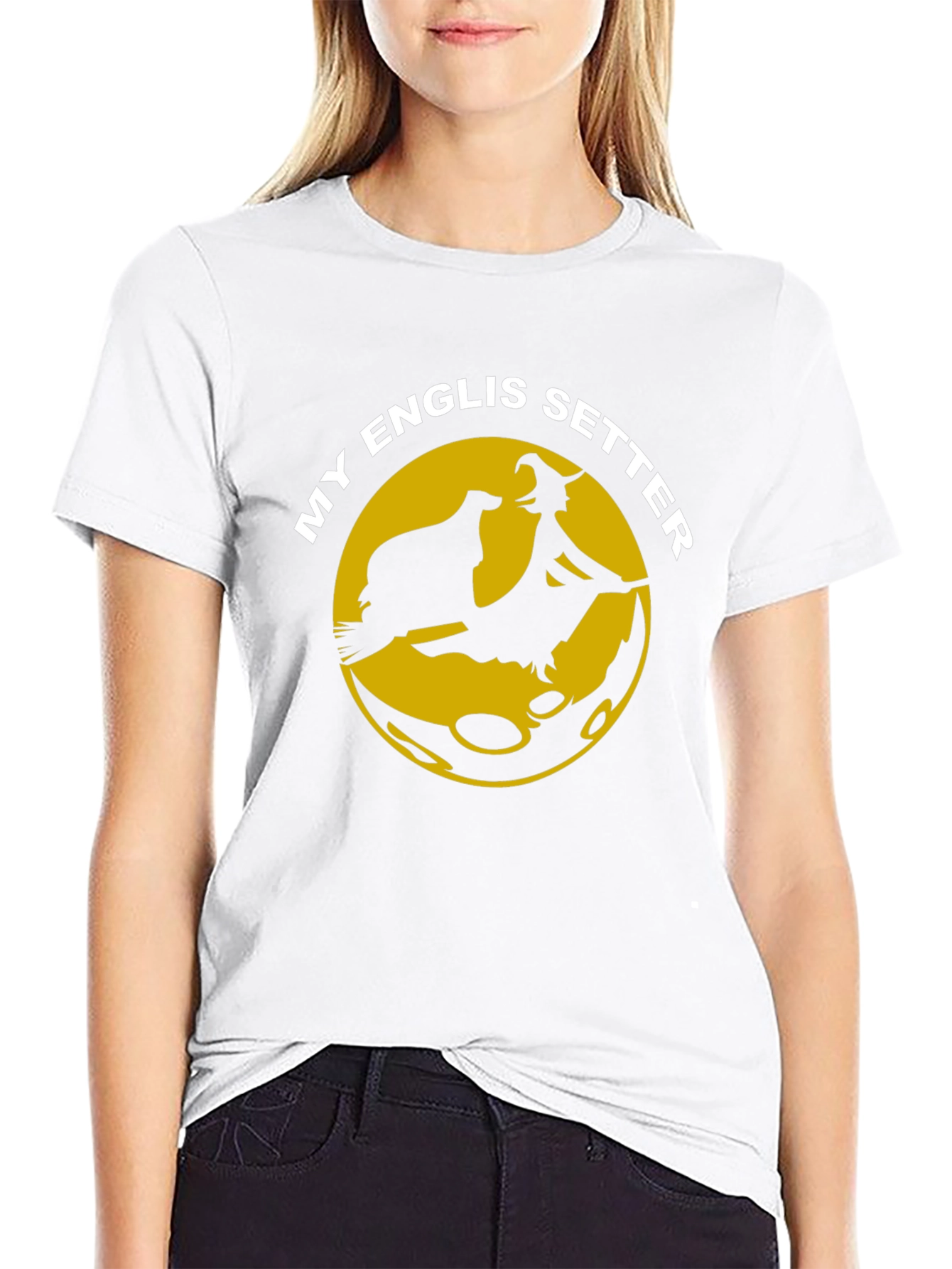 English Setter Witch Moon T-Shirt Halloween Dog Lover Gift