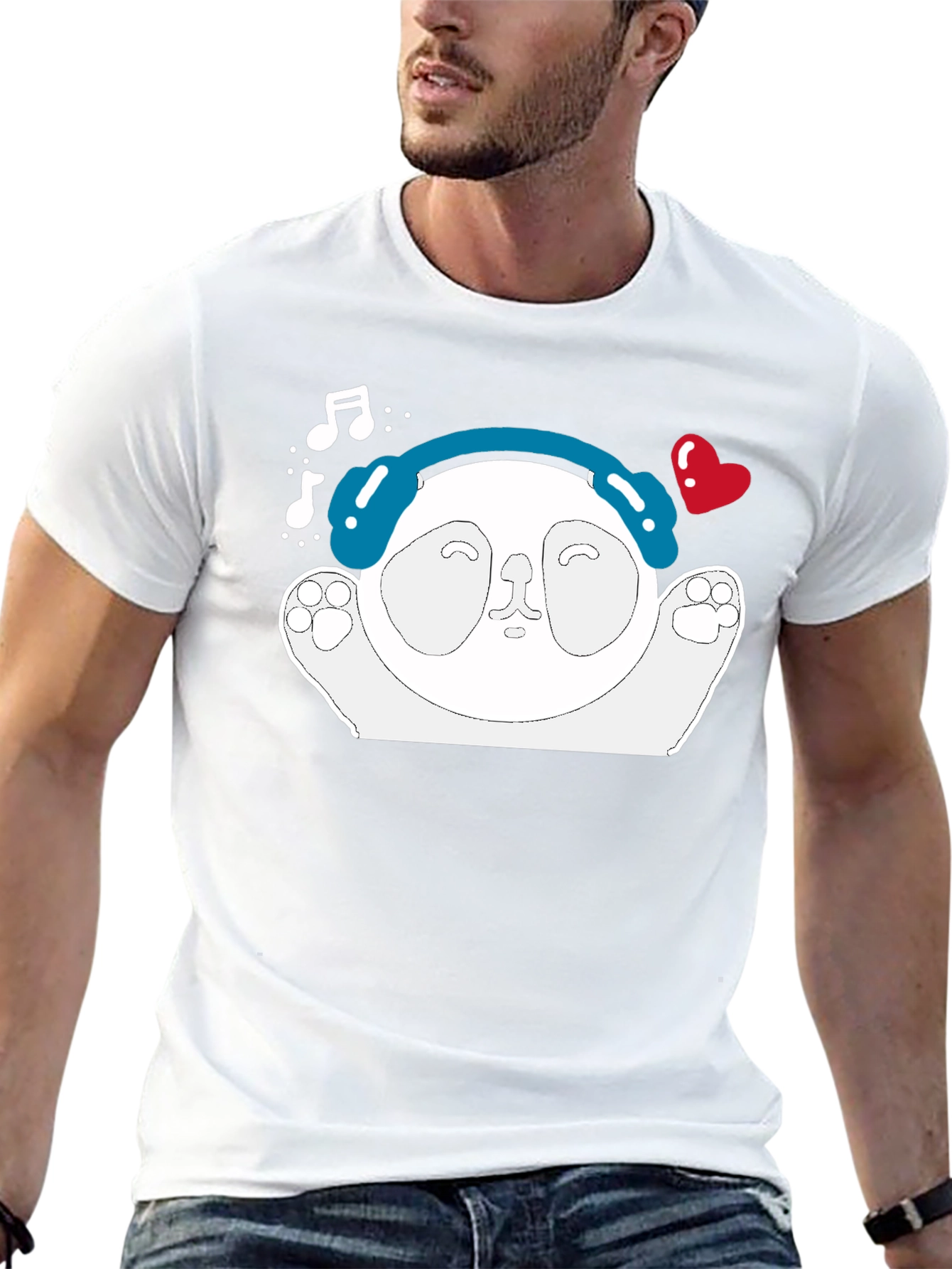Panda Headphone Graphic T-Shirt - Music Lover Tee