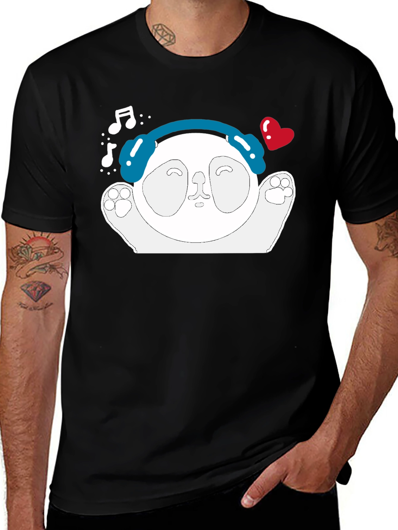 Panda Headphone Graphic T-Shirt - Music Lover Tee