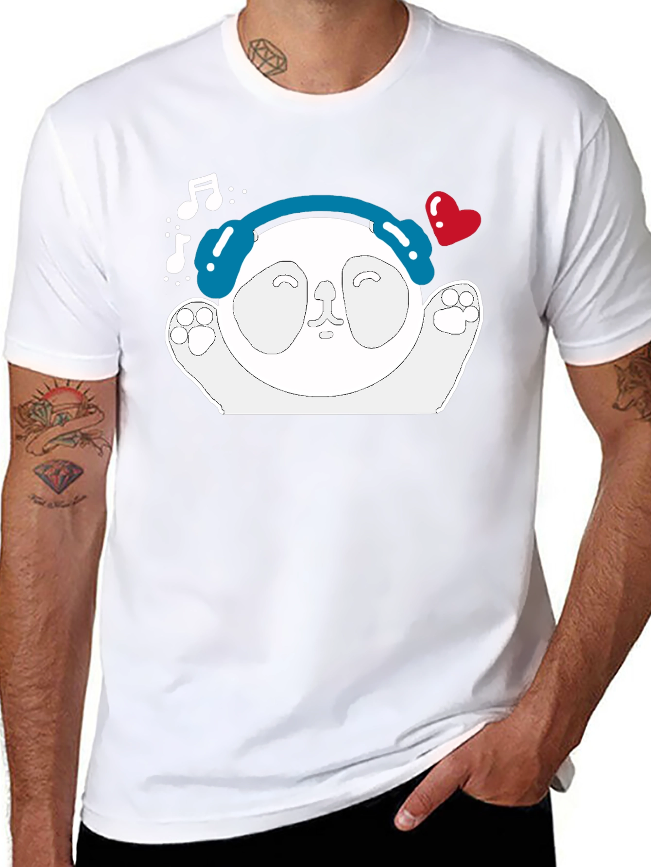 Panda Headphone Graphic T-Shirt - Music Lover Tee