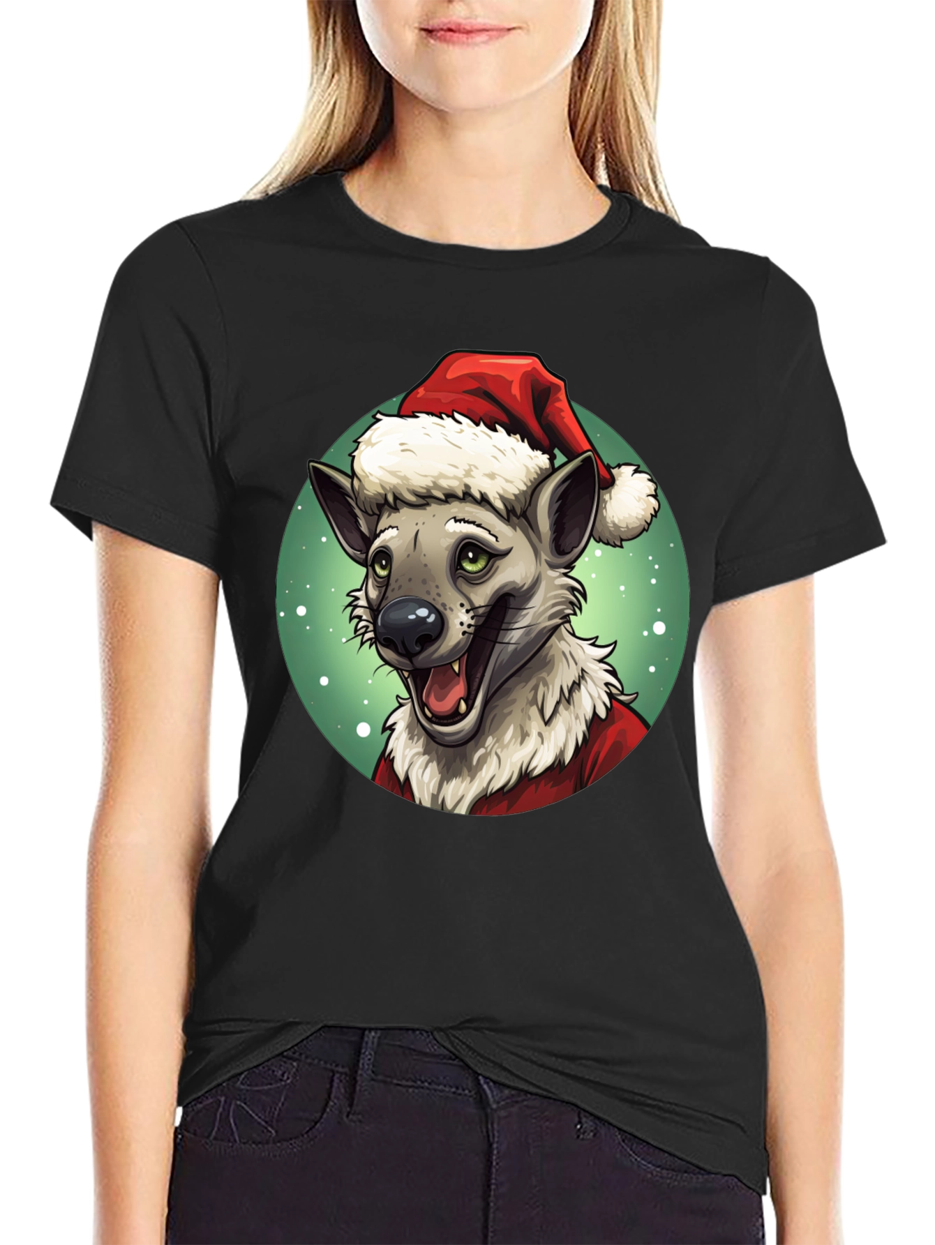 Hyena Santa Claus Christmas T-Shirt