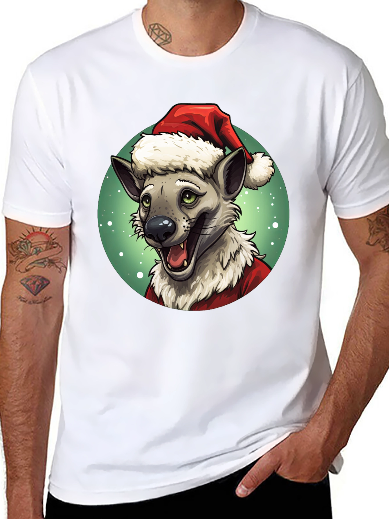 Hyena Santa Claus Christmas T-Shirt