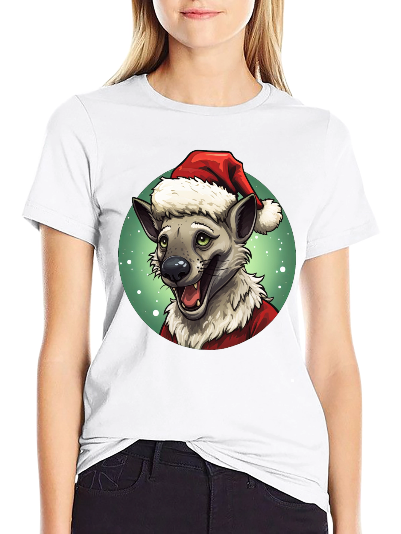 Hyena Santa Claus Christmas T-Shirt