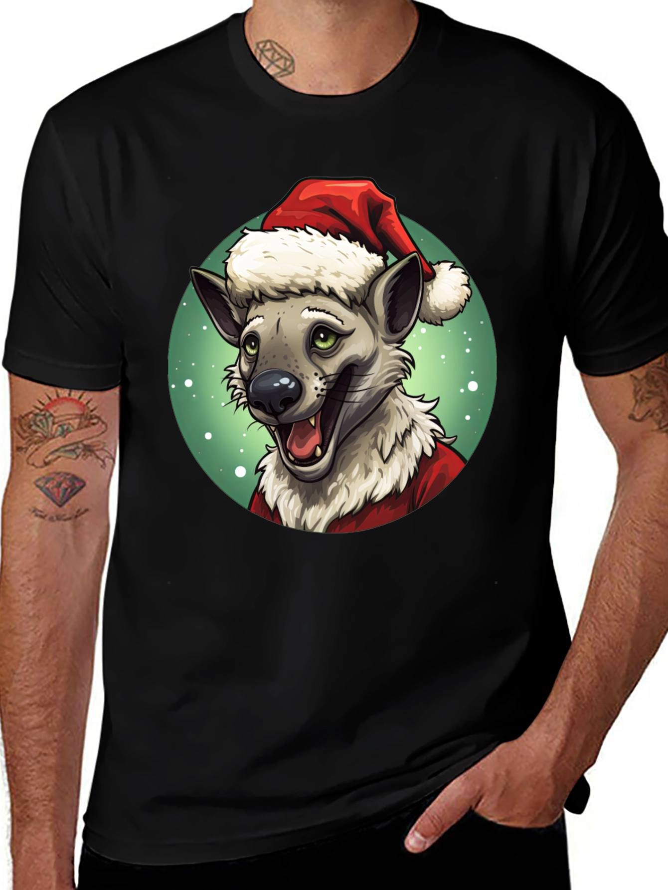 Hyena Santa Claus Christmas T-Shirt