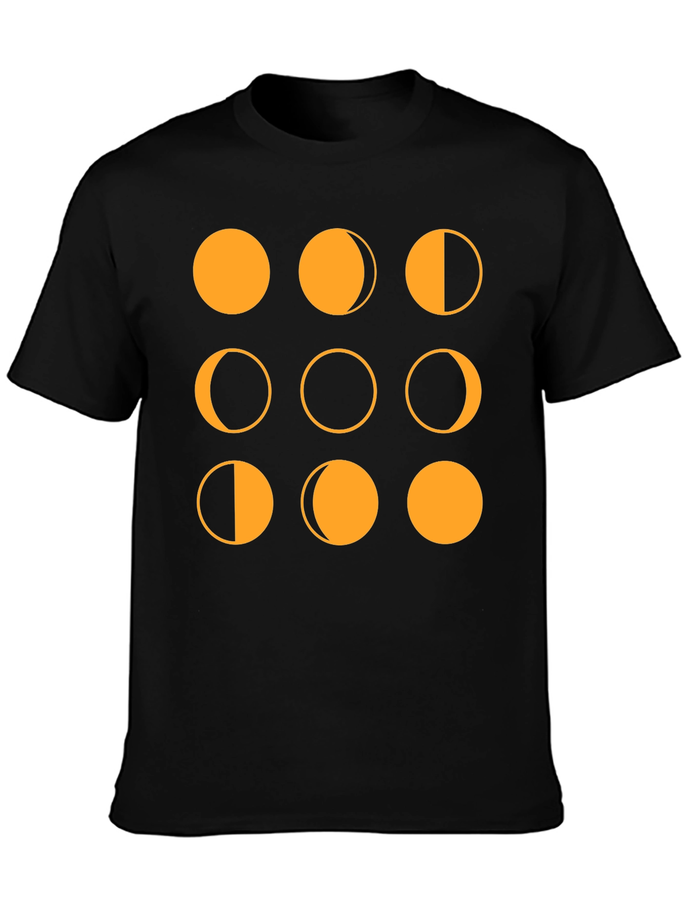 Moon Phases Graphic Tee - Black Cotton T-Shirt
