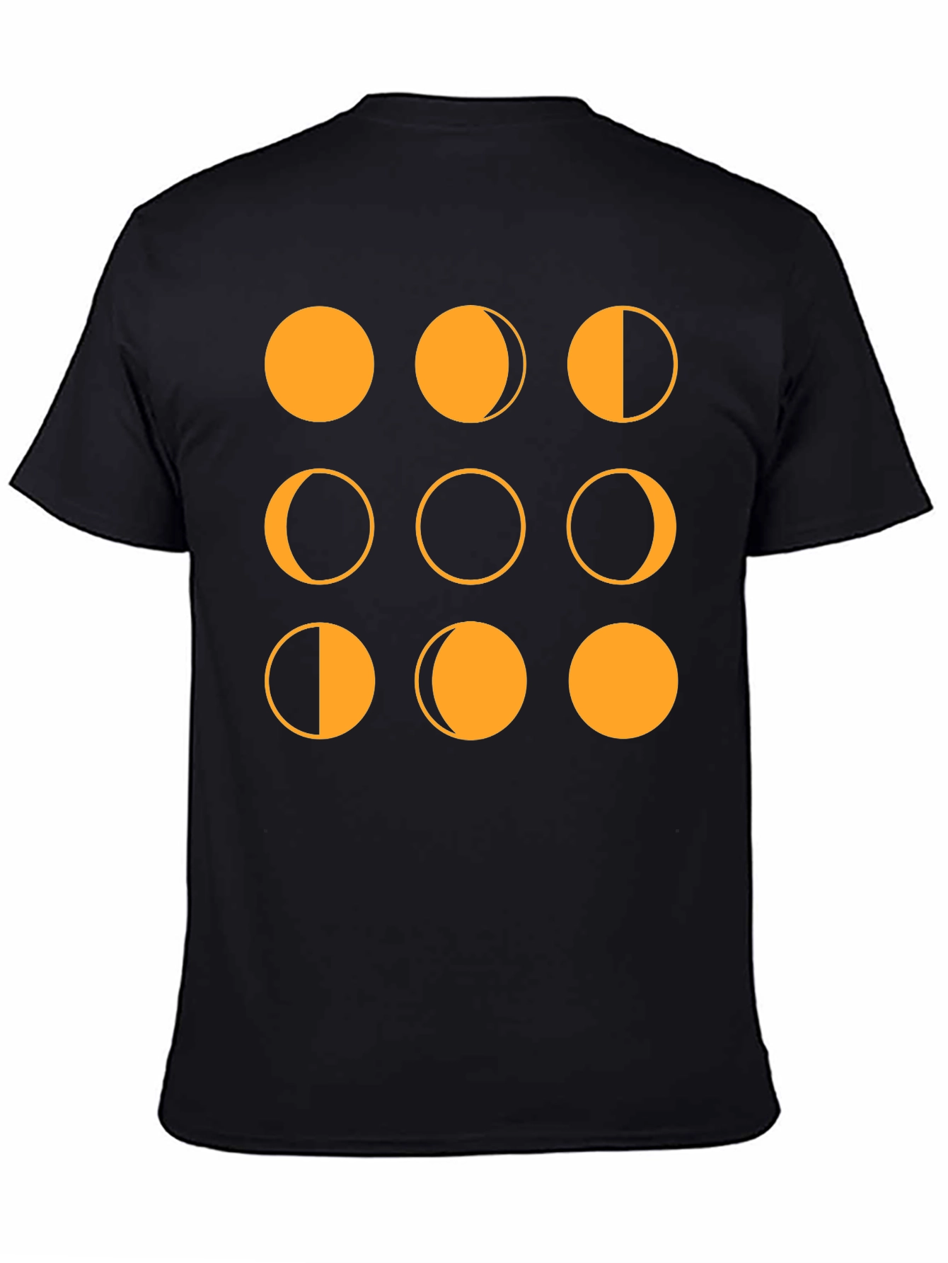 Moon Phases Graphic Tee - Black Cotton T-Shirt