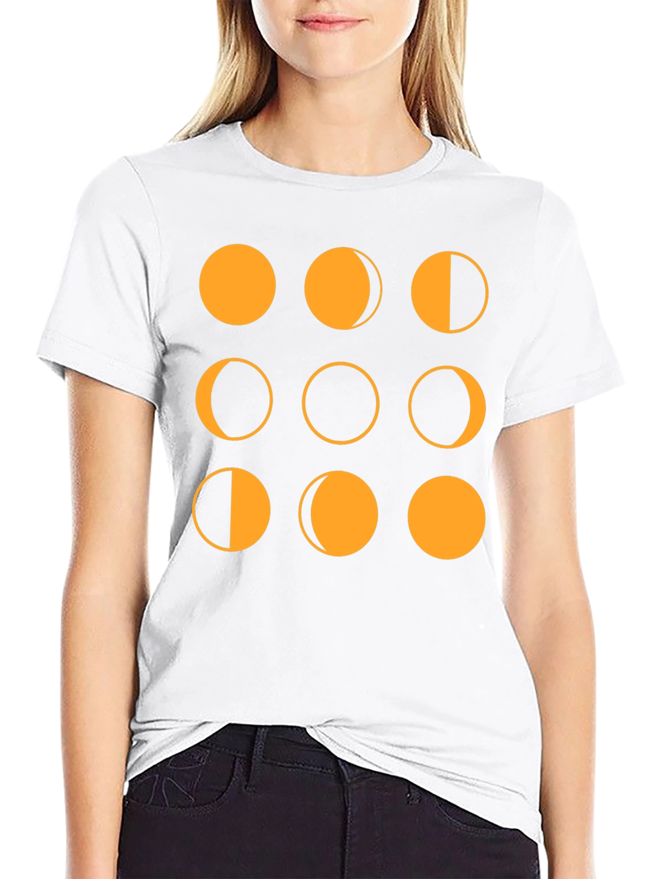 Moon Phases Graphic Tee - Black Cotton T-Shirt