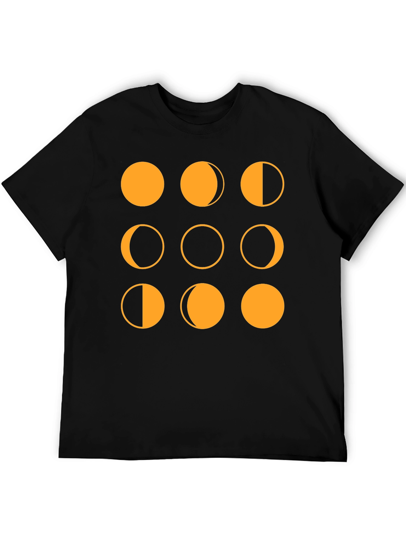 Moon Phases Graphic Tee - Black Cotton T-Shirt