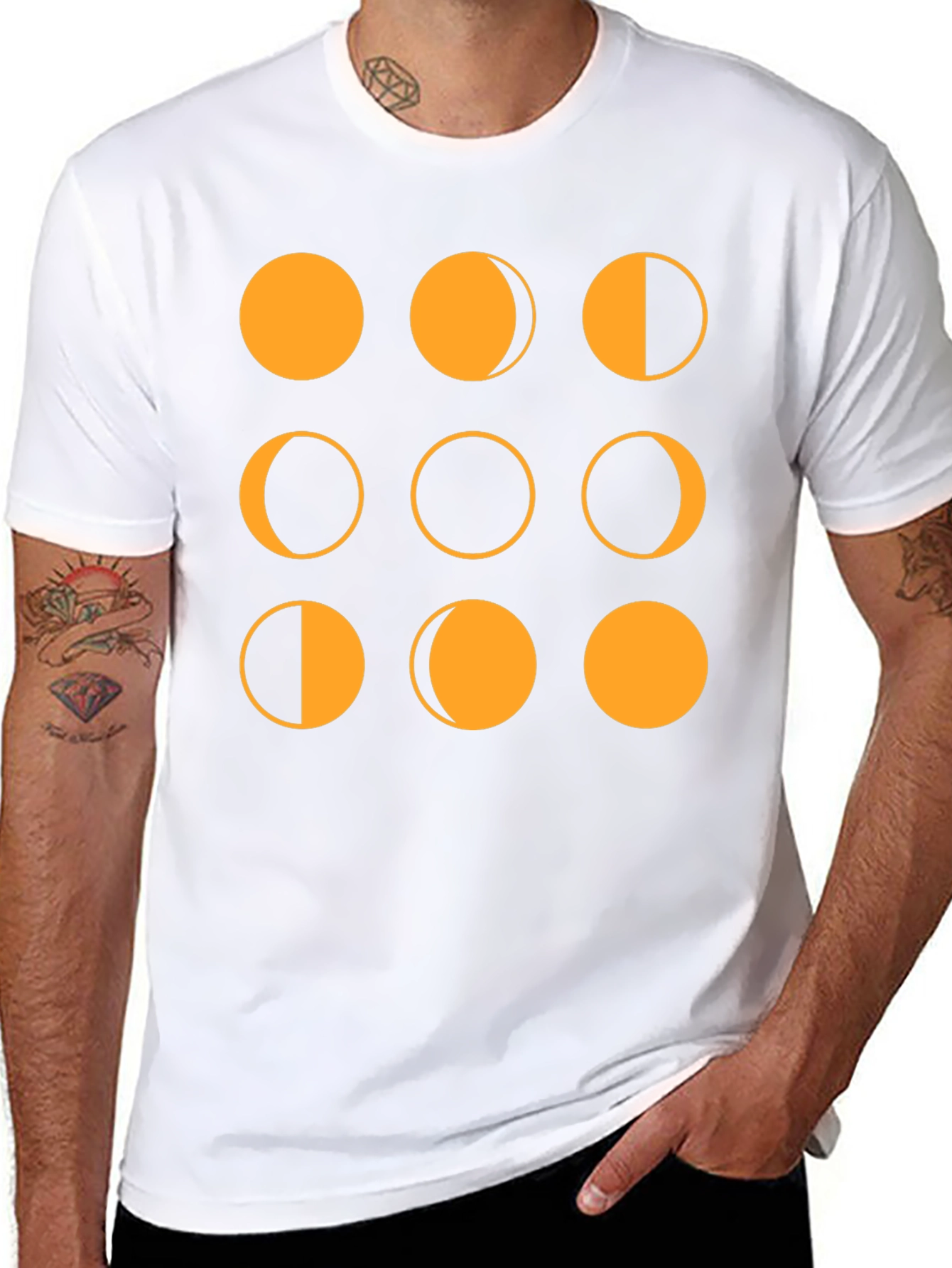 Moon Phases Graphic Tee - Black Cotton T-Shirt