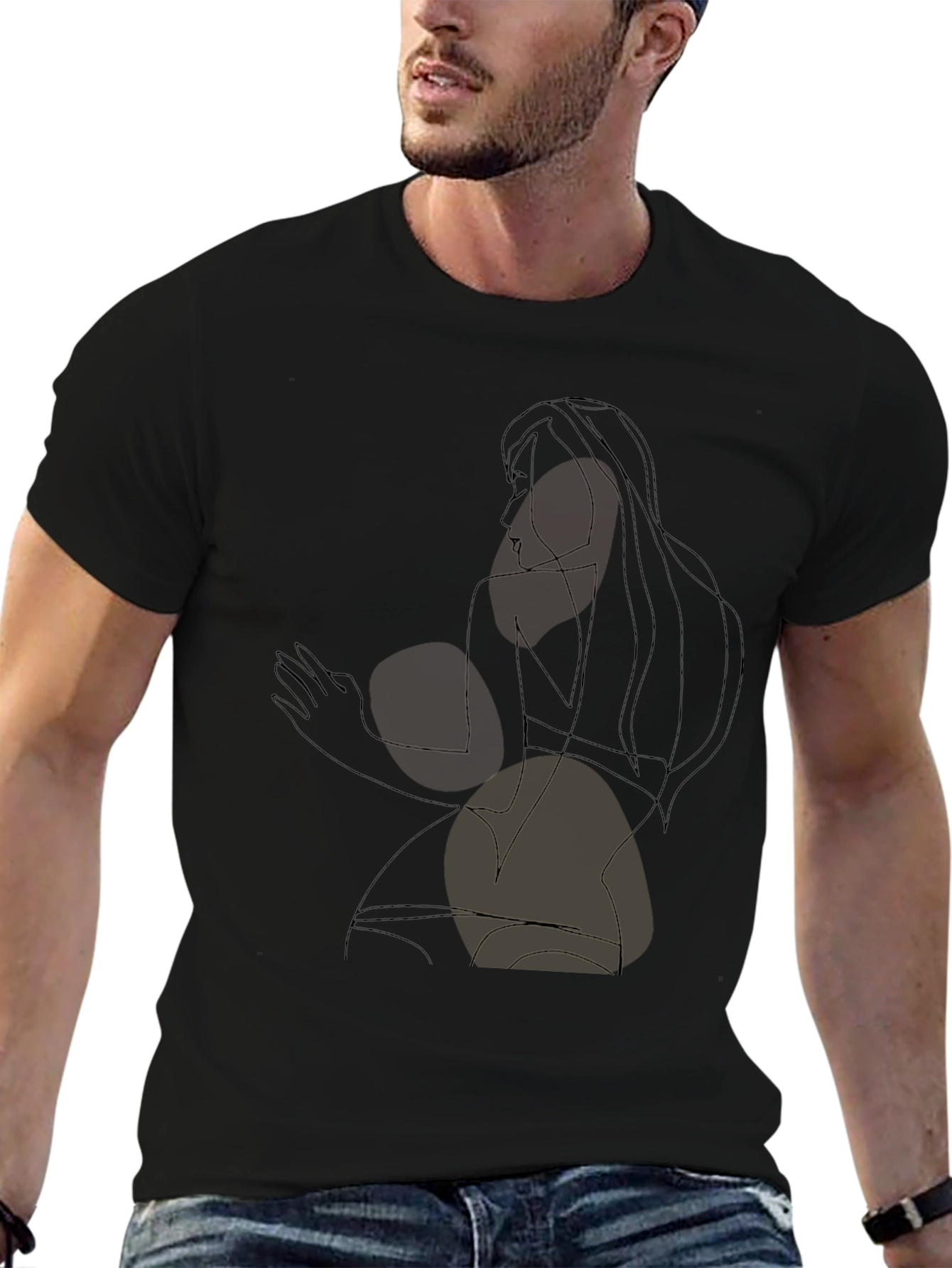 Abstract Line Art Graphic T-Shirt - Modern Style
