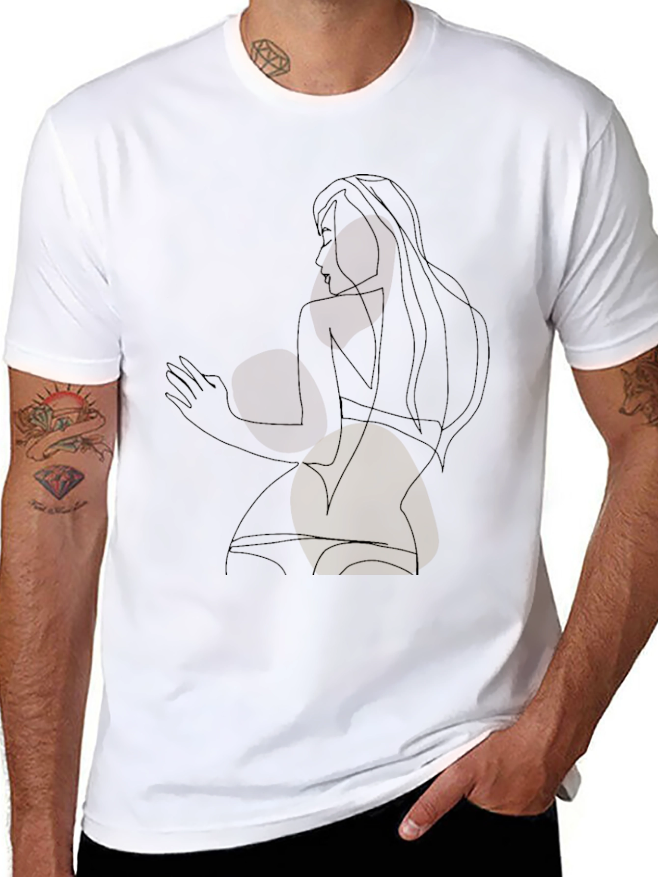 Abstract Line Art Graphic T-Shirt - Modern Style