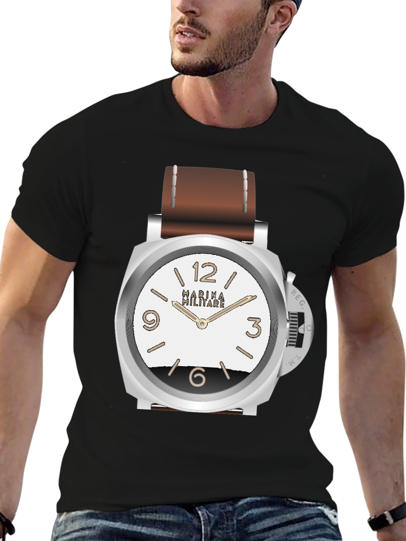 Statement Watch Graphic T-Shirt - Black Casual Tee