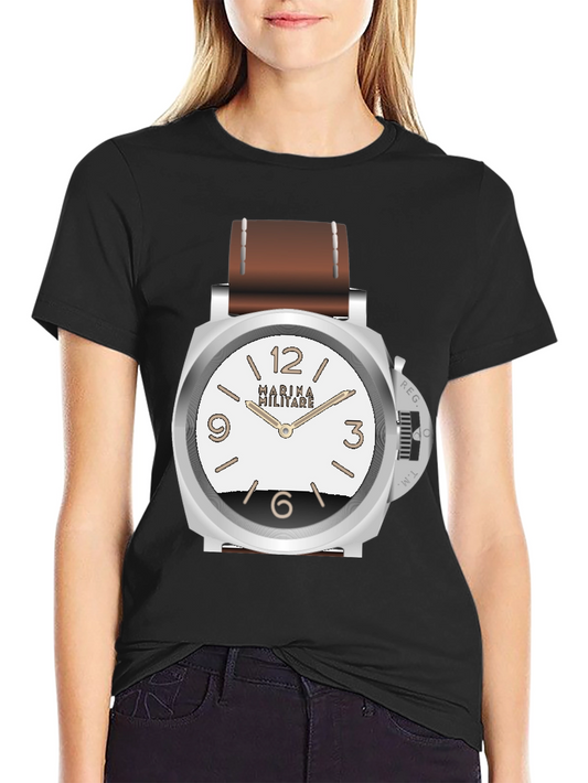 Statement Watch Graphic T-Shirt - Black Casual Tee