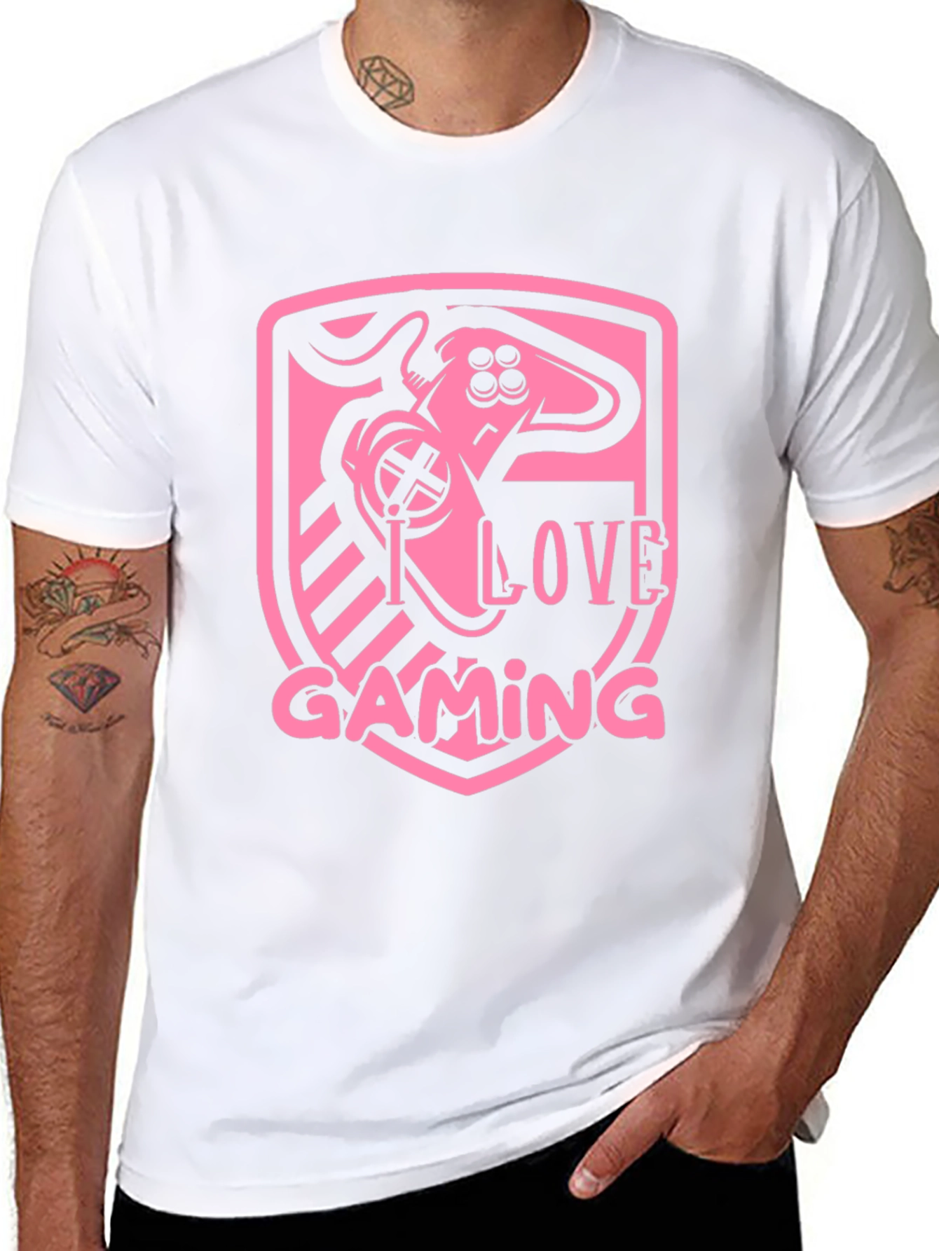 I Love Gaming Pink Graphic Black T-Shirt