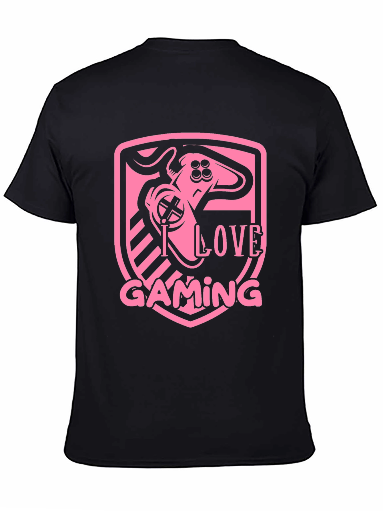 I Love Gaming Pink Graphic Black T-Shirt