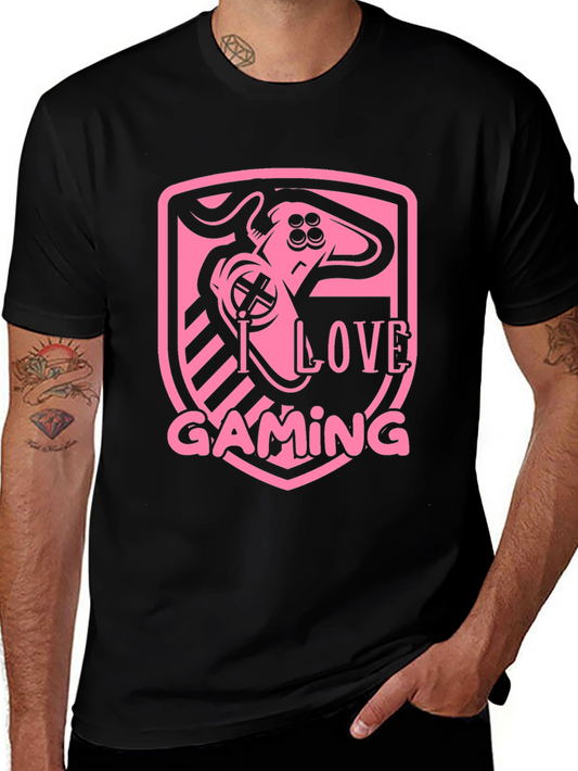 I Love Gaming Pink Graphic Black T-Shirt