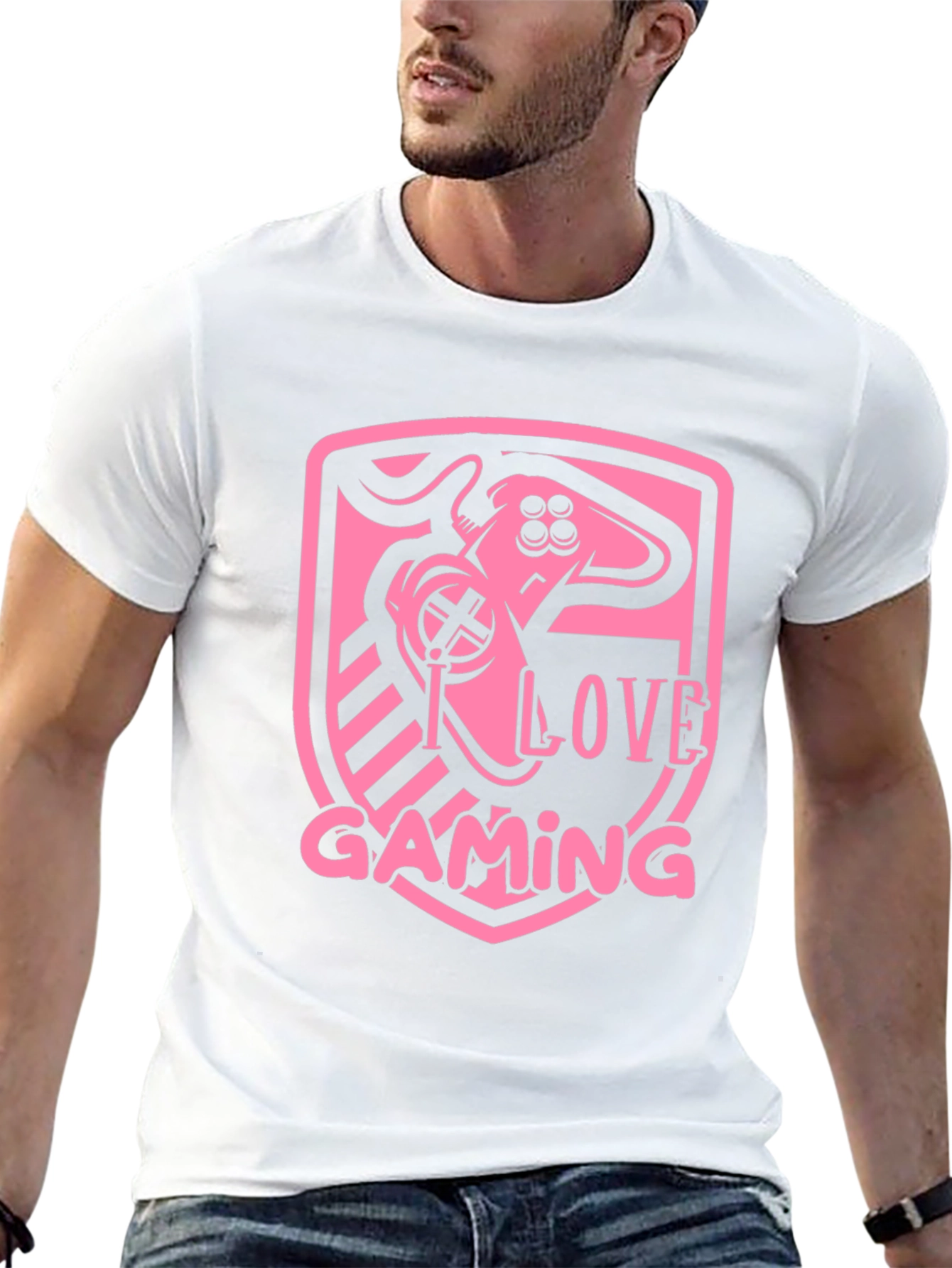 I Love Gaming Pink Graphic Black T-Shirt