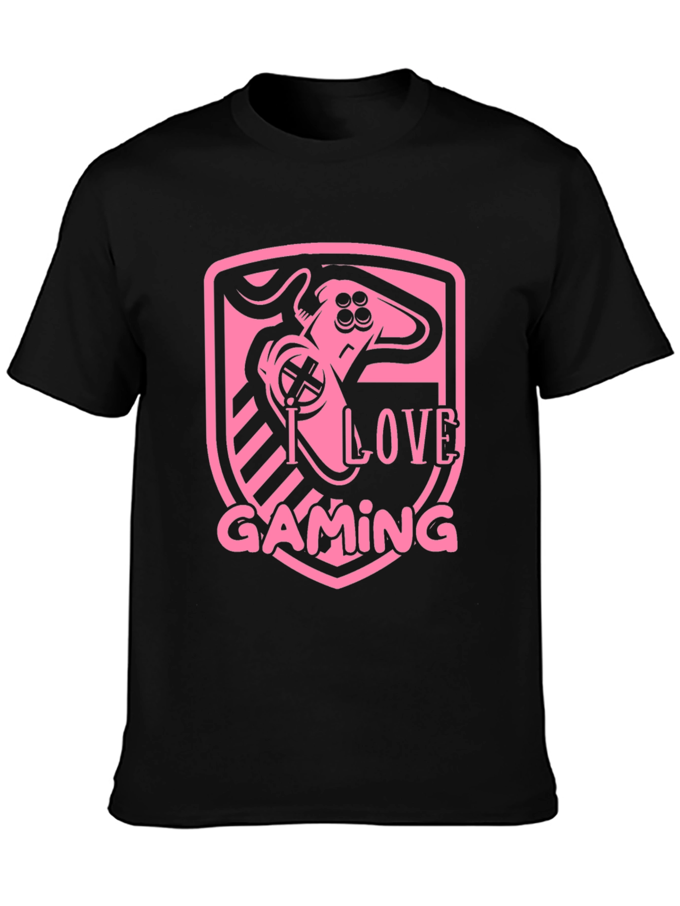 I Love Gaming Pink Graphic Black T-Shirt