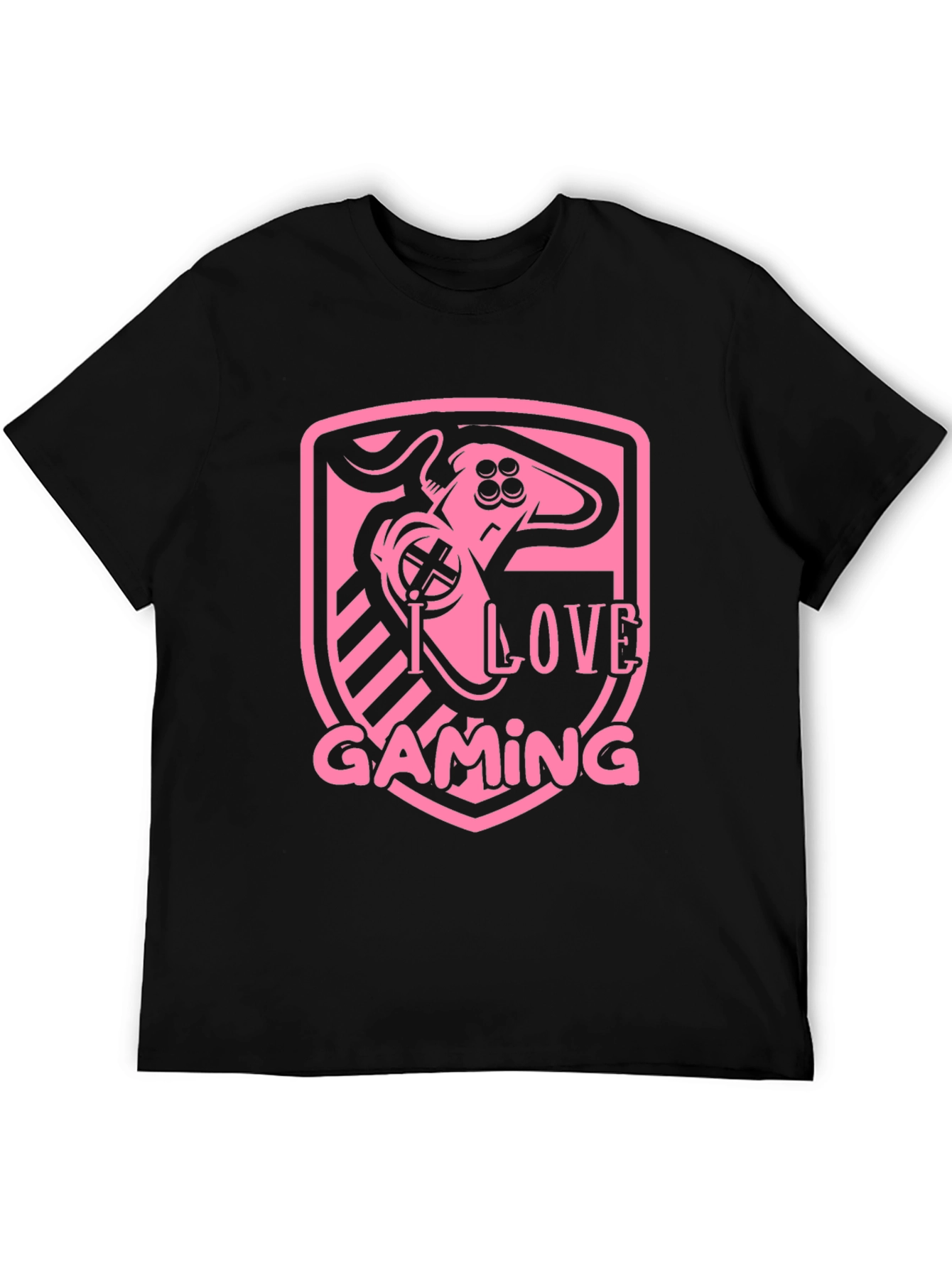 I Love Gaming Pink Graphic Black T-Shirt