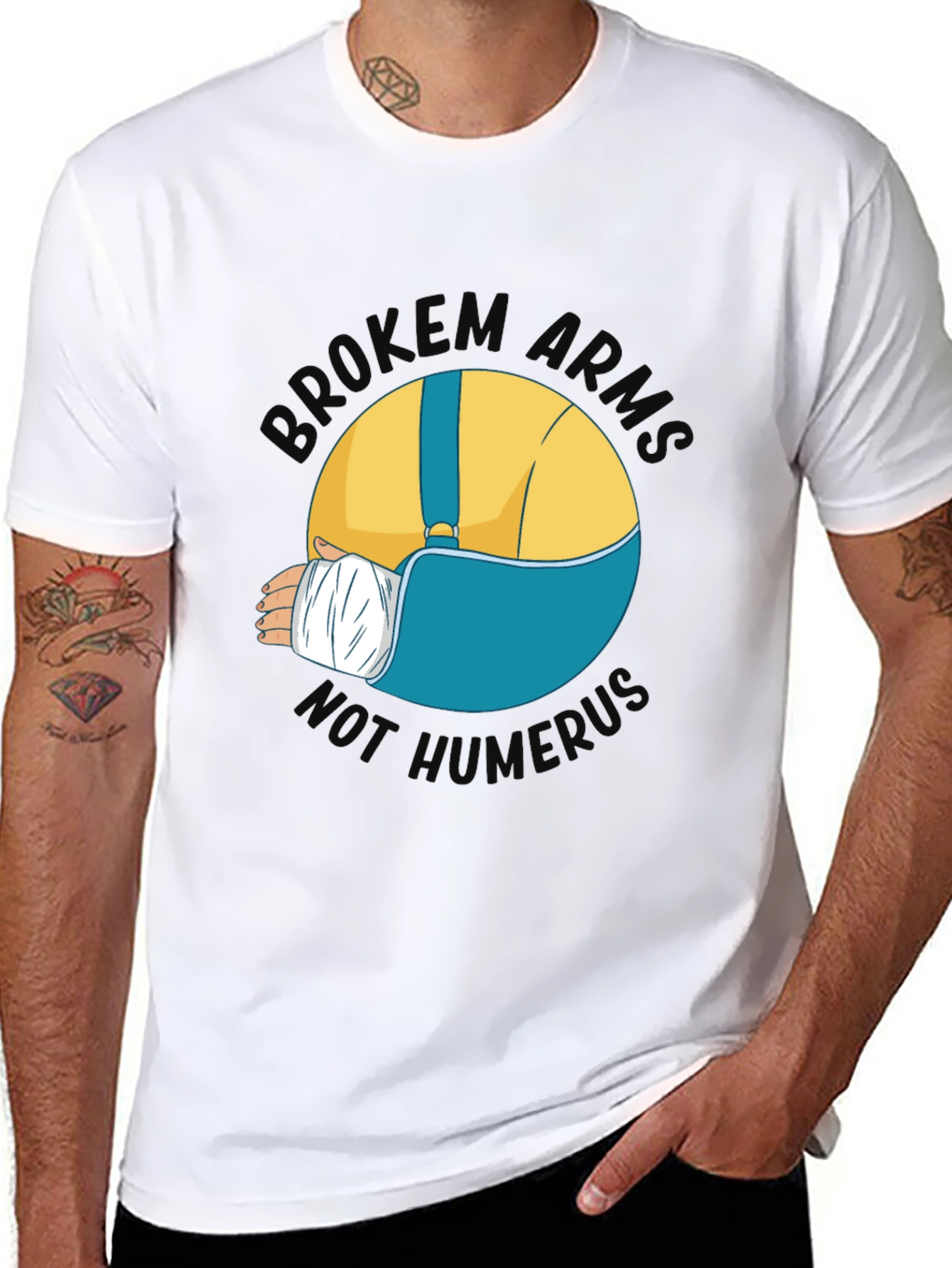 Broken Arms Humor Graphic T-Shirt