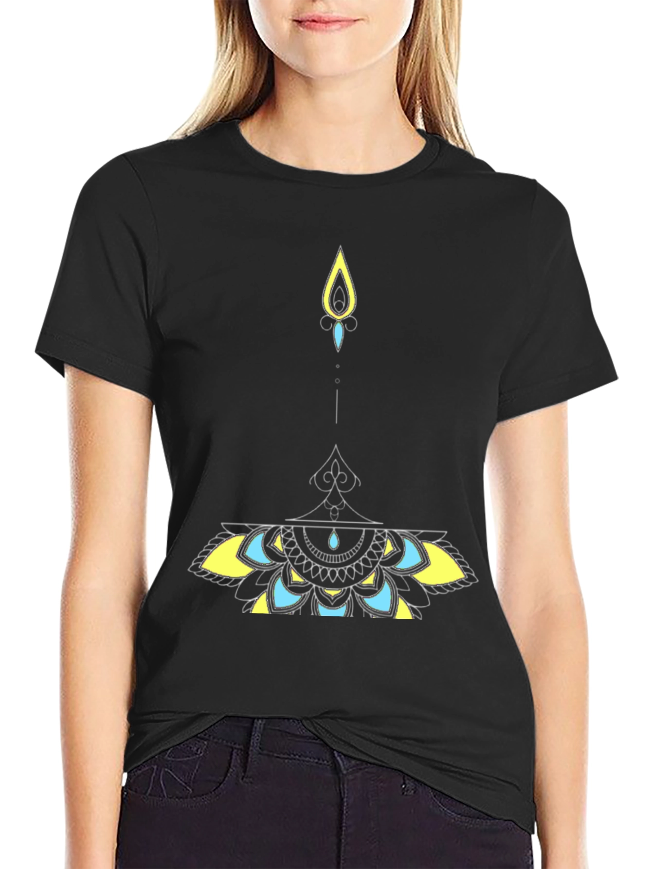 Mens Black Tee with Artistic Graphic