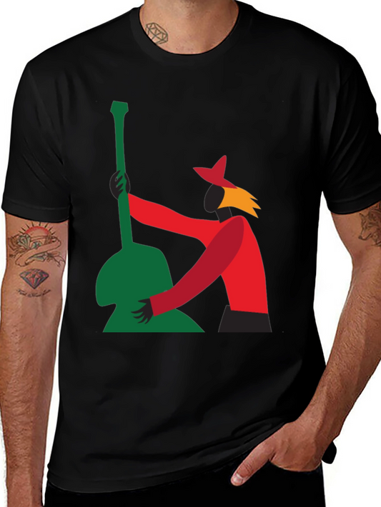Abstract Guitarist Graphic Tee - Black T-Shirt