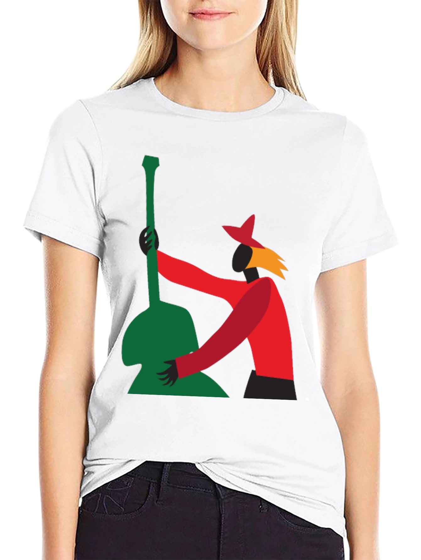 Abstract Guitarist Graphic Tee - Black T-Shirt