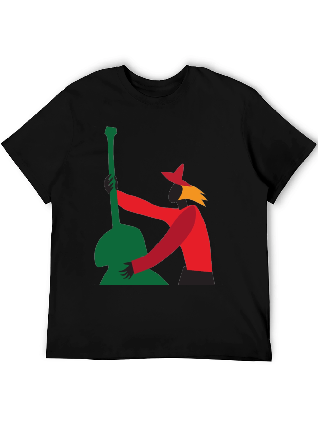 Abstract Guitarist Graphic Tee - Black T-Shirt