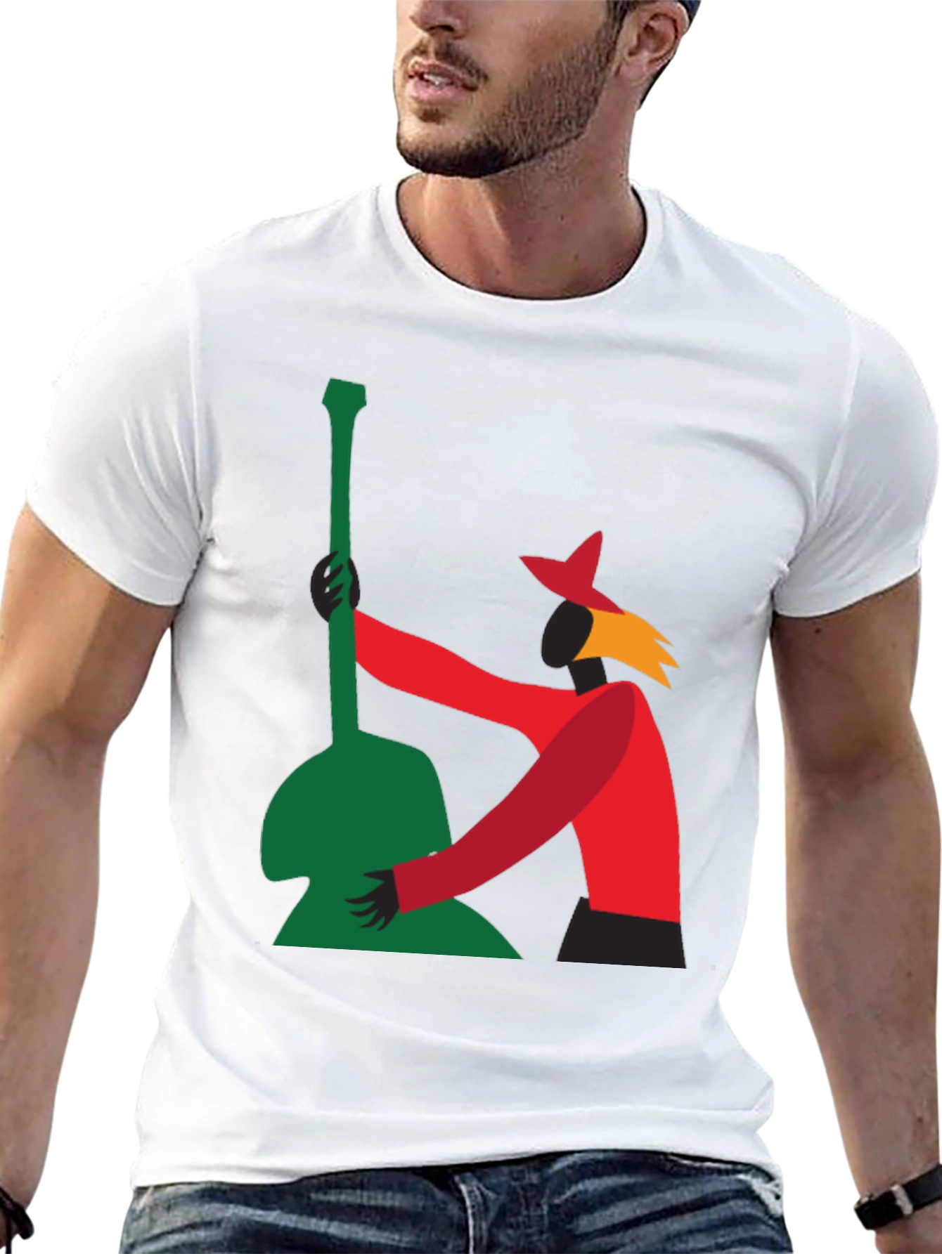 Abstract Guitarist Graphic Tee - Black T-Shirt