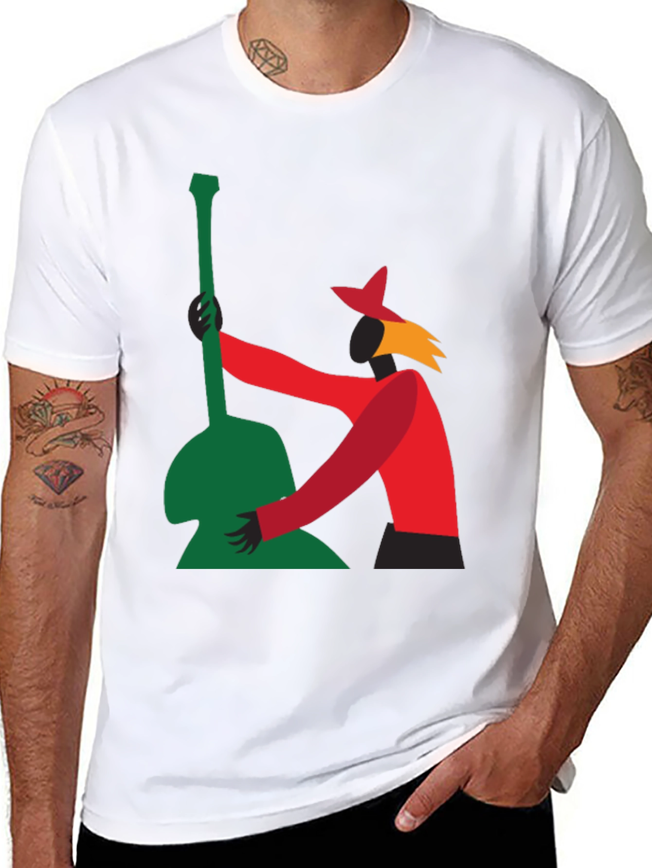 Abstract Guitarist Graphic Tee - Black T-Shirt
