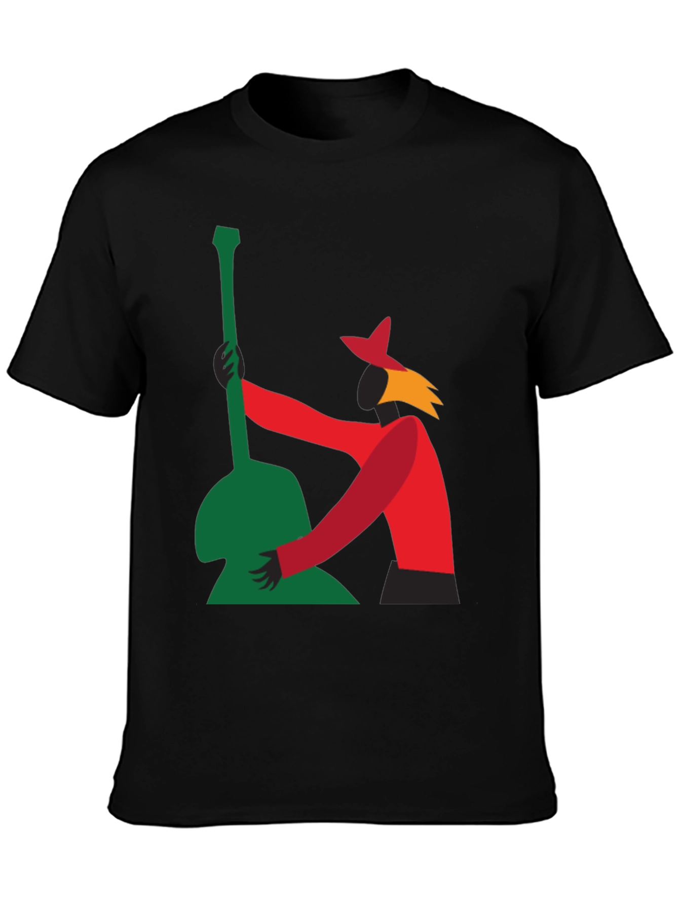 Abstract Guitarist Graphic Tee - Black T-Shirt
