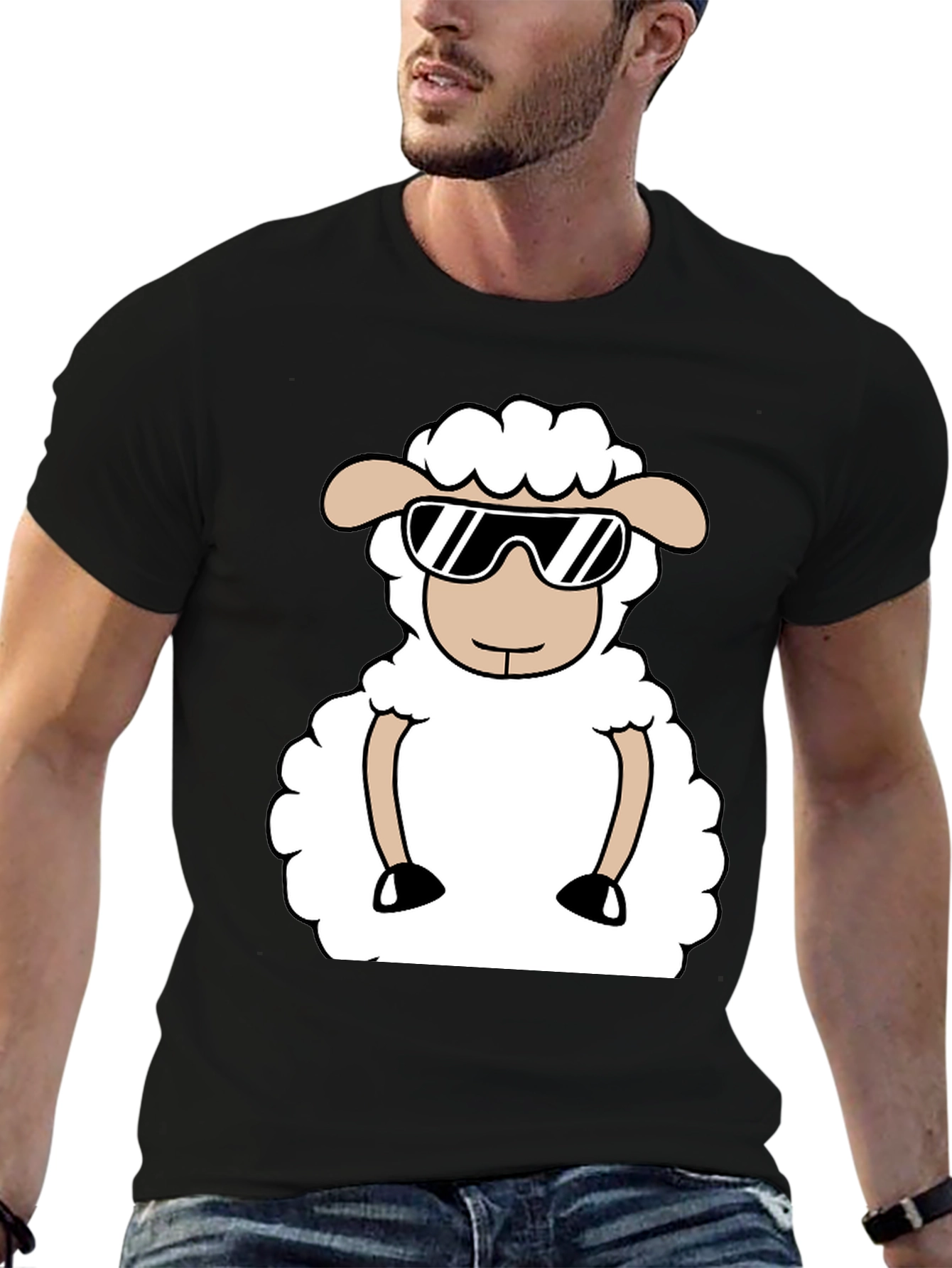 Cool Sheep Graphic Tee - Black Cotton T-Shirt