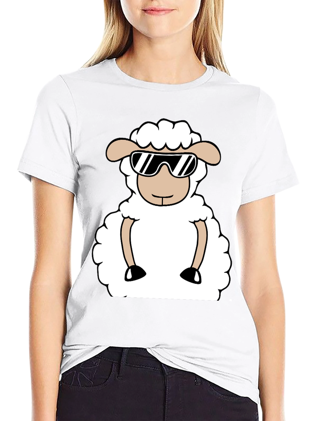Cool Sheep Graphic Tee - Black Cotton T-Shirt