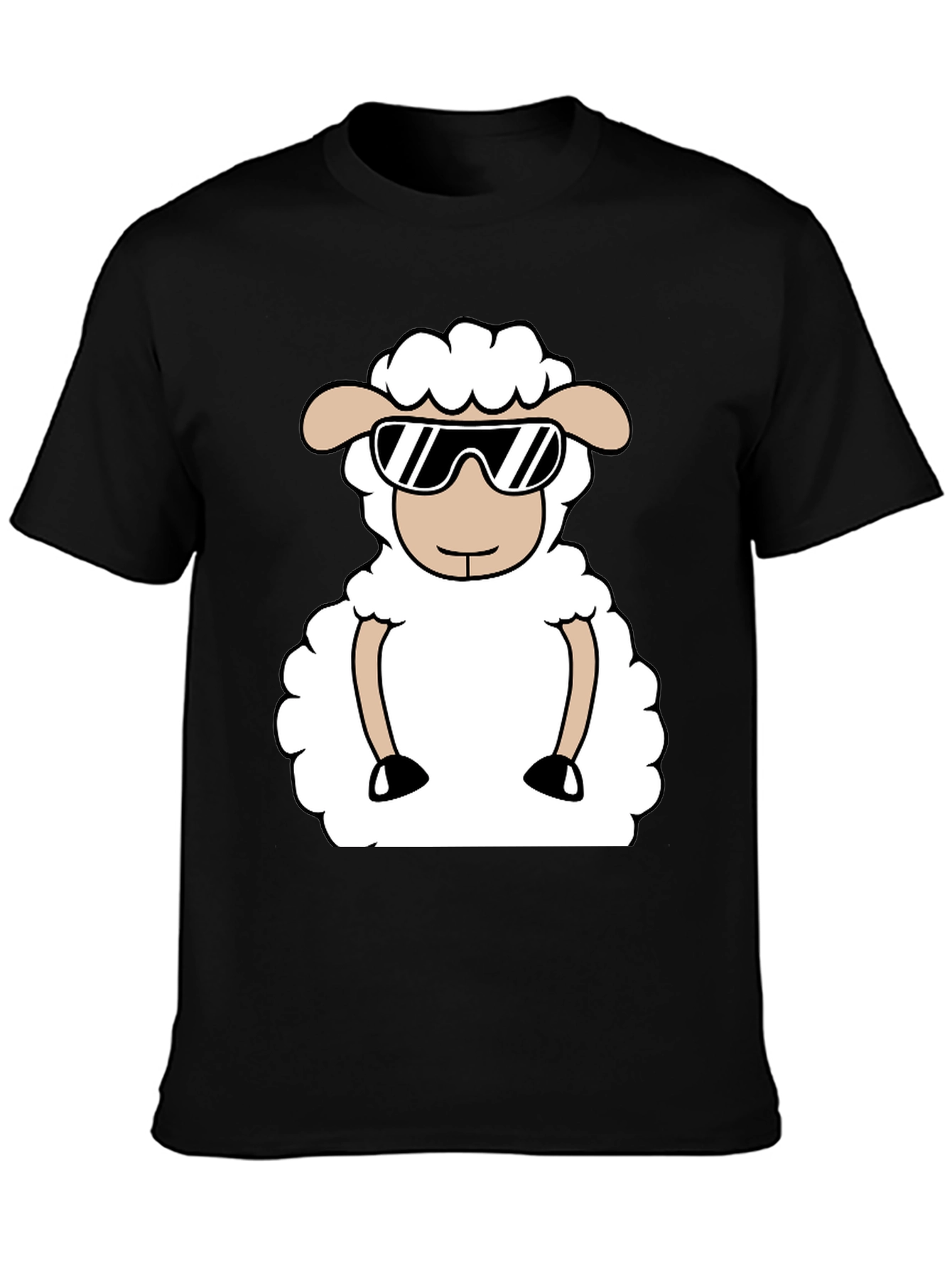 Cool Sheep Graphic Tee - Black Cotton T-Shirt
