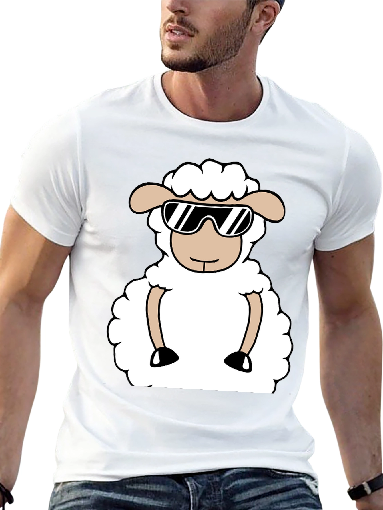 Cool Sheep Graphic Tee - Black Cotton T-Shirt