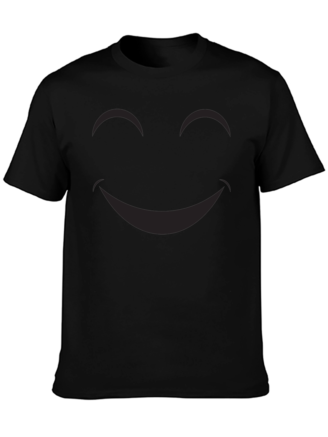Smiley Face Graphic Tee - Classic Black Cotton T-Shirt