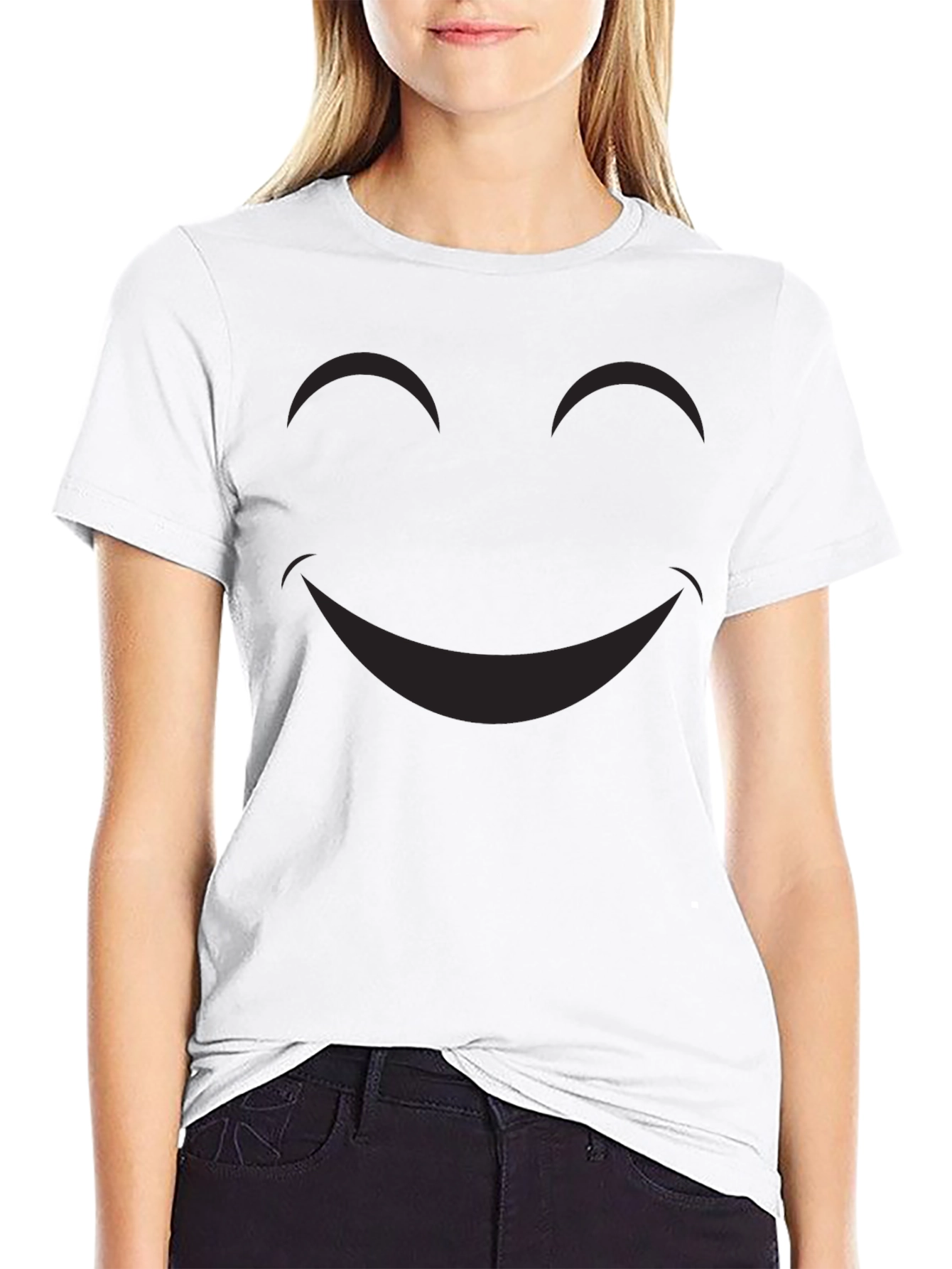 Smiley Face Graphic Tee - Classic Black Cotton T-Shirt