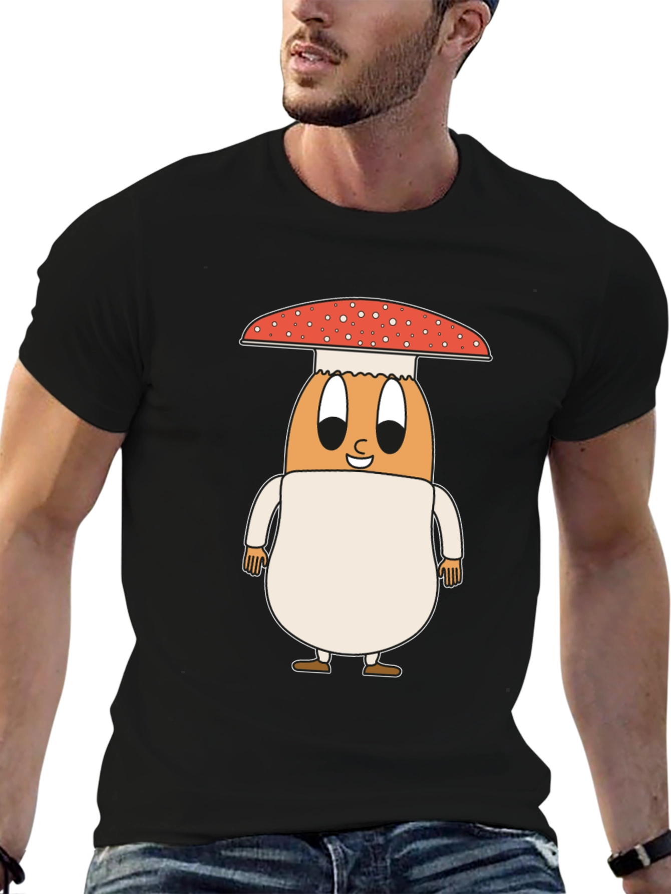Mushroom Egg Graphic Tee - Unique Cartoon Design