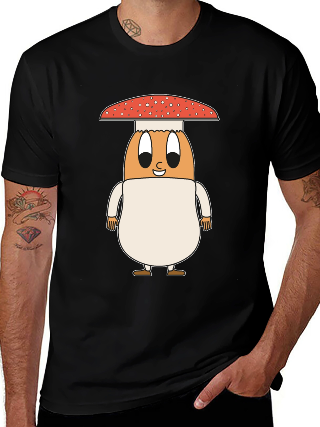 Mushroom Egg Graphic Tee - Unique Cartoon Design