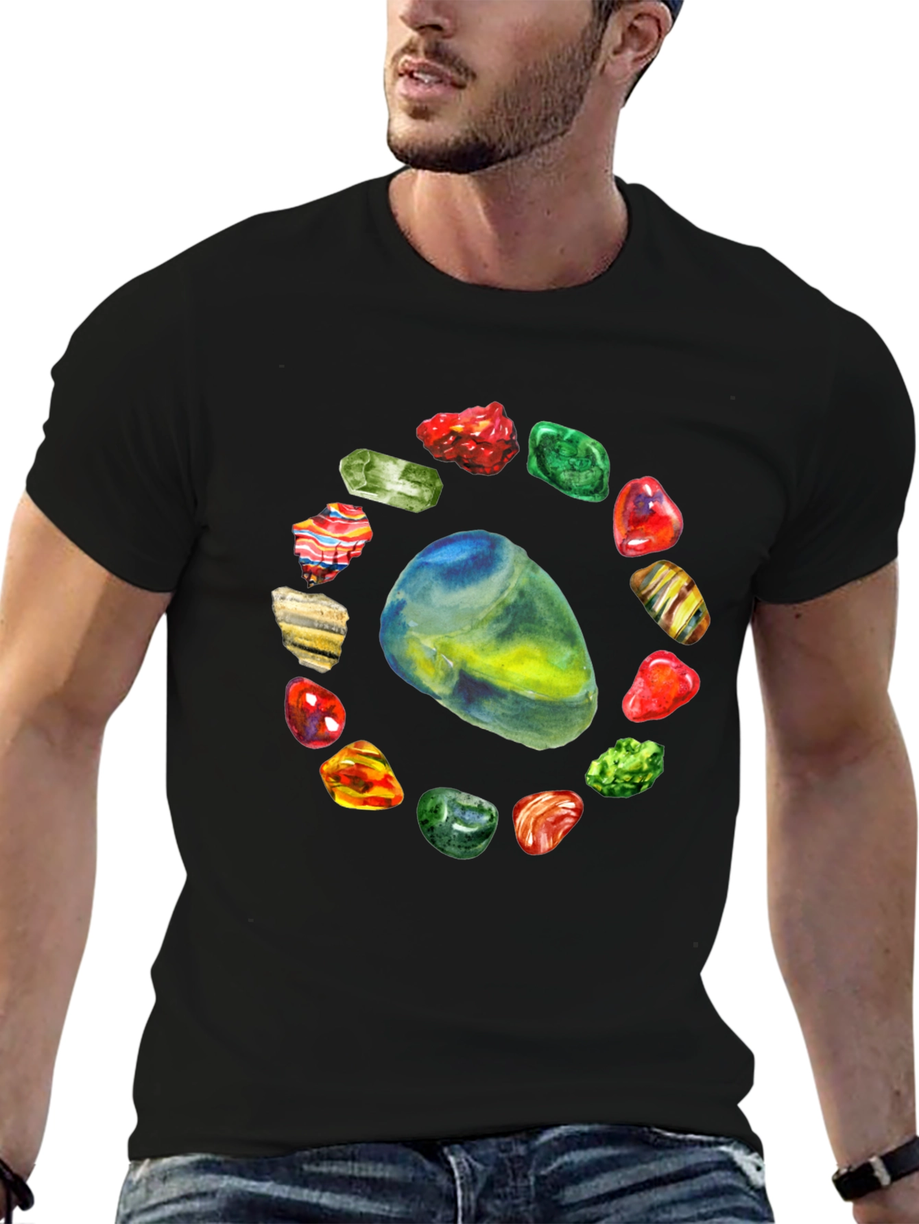 Gemstone Circle Black T-Shirt