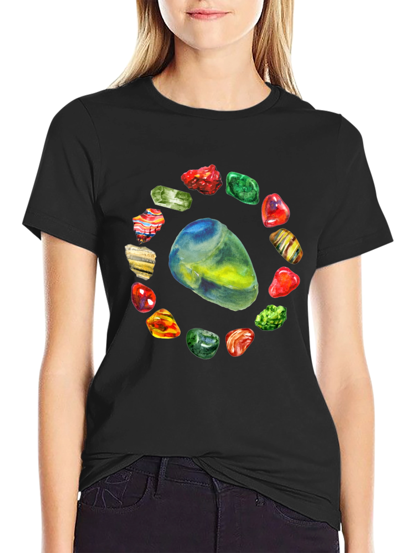 Gemstone Circle Black T-Shirt