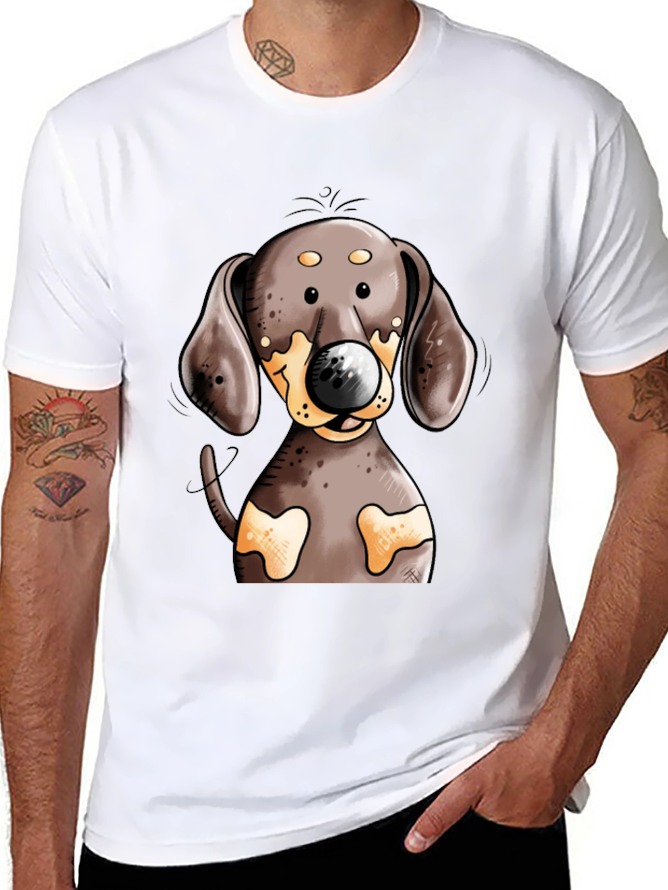 Dachshund Dog T-Shirt - Cute Cartoon Design