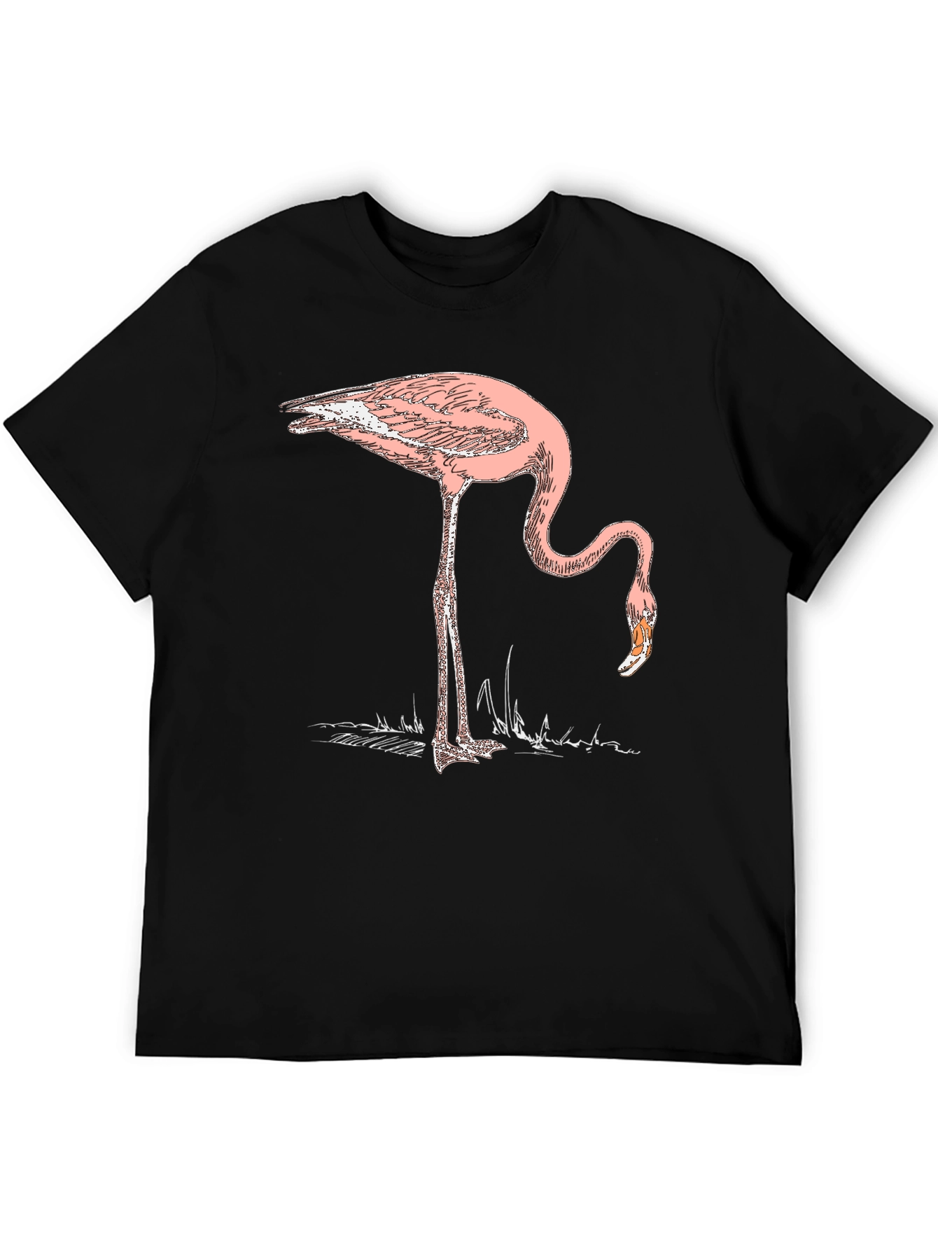 Pink Flamingo Graphic Tee - Stylish Mens Black T-Shirt