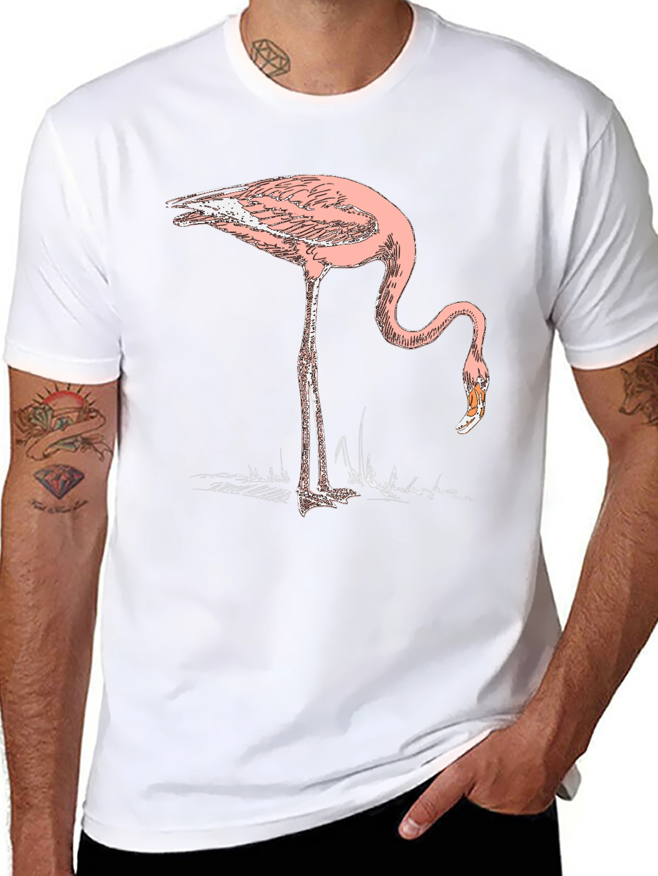 Pink Flamingo Graphic Tee - Stylish Mens Black T-Shirt