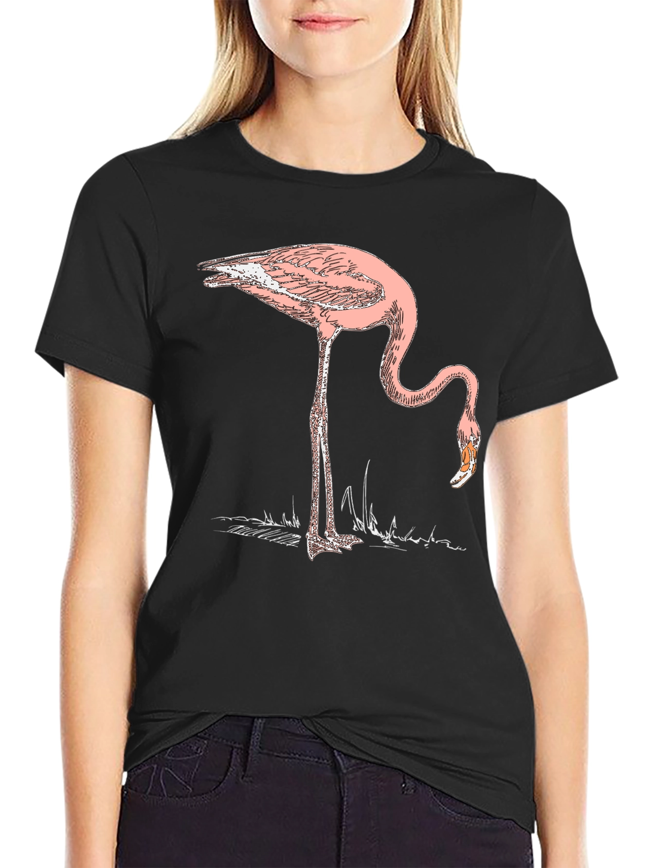 Pink Flamingo Graphic Tee - Stylish Mens Black T-Shirt